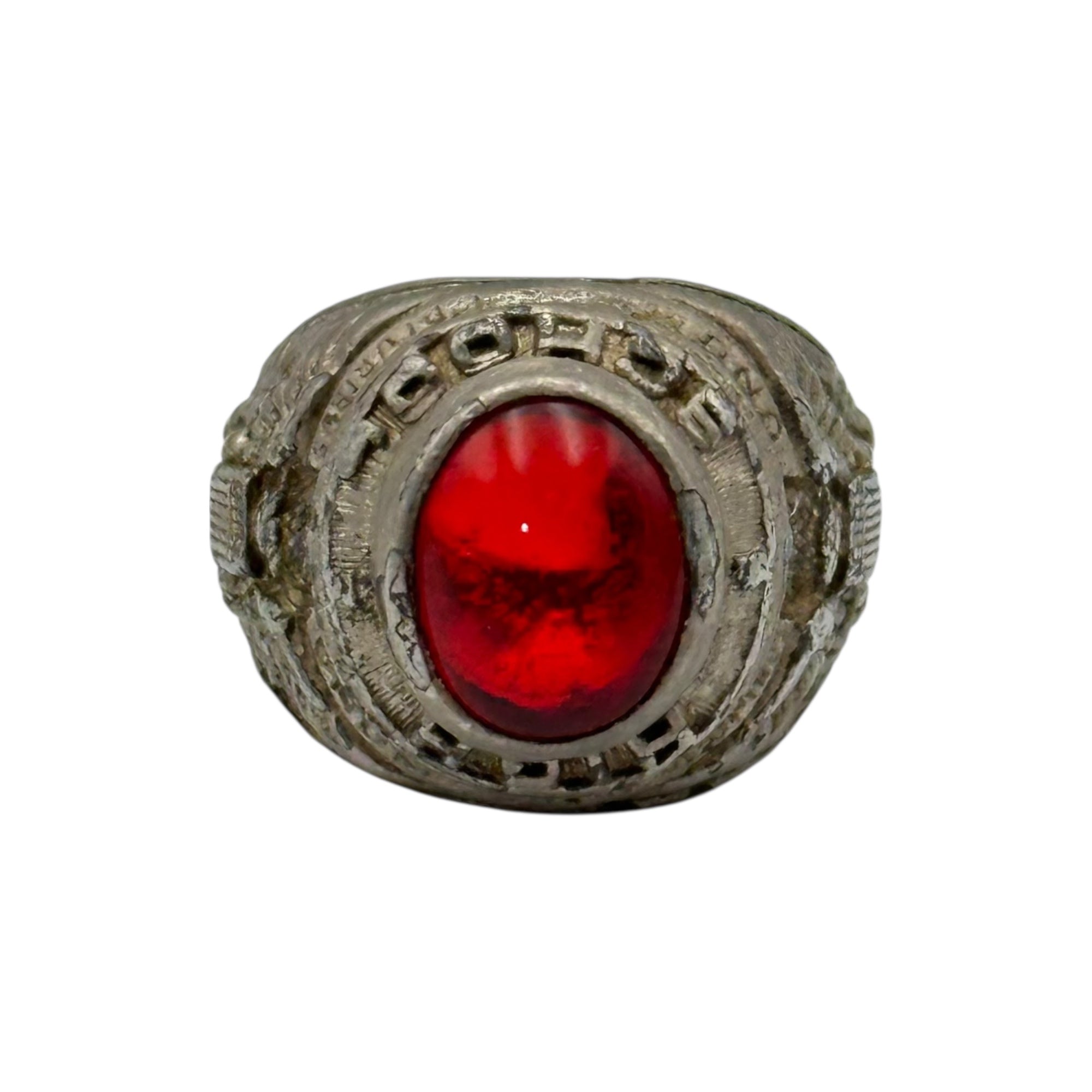 Uncas Manufacturing(アンカス マニュファクチャリング) 50~60's Red Glass Stone Eagle College Ring レッド ガラス石 イーグル カレッジ リング 20号程度 シルバー×レッド US ARMY