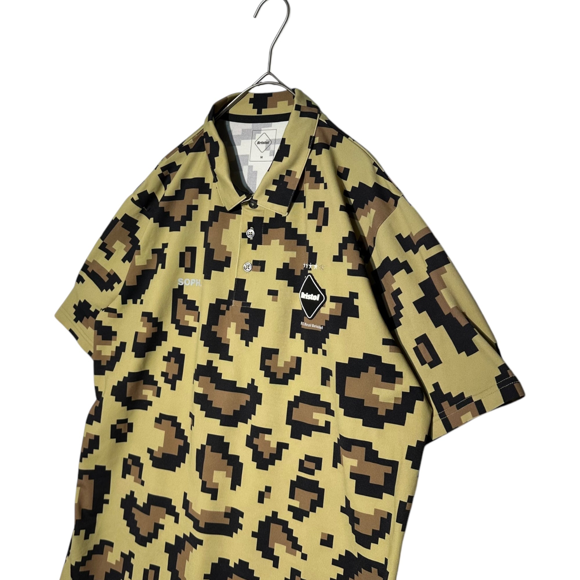 F.C.Real Bristol FCRB(エフシーレアルブリストル) 23SS WHOLE PATTERN S/S POLO レオパード デジ カモ 半袖 ポロ シャツ FCRB-230036 M カーキ×ブラック