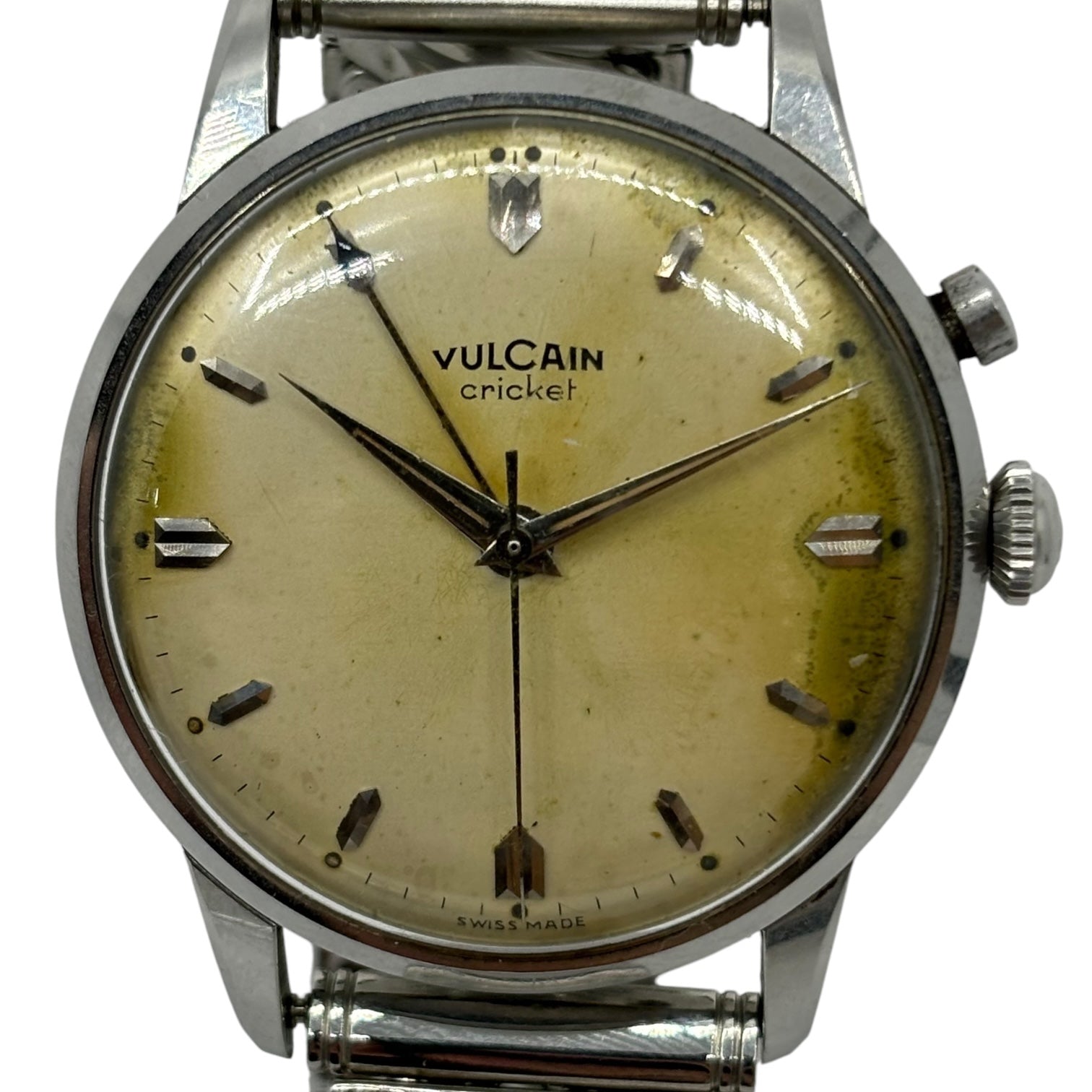 VULCAIN(ヴァルカン) Cricket vintage watch クリケット ヴィンテージ ウォッチ 自動巻き 文字盤:ホワイト シルバー 手巻き 腕時計 スイス製