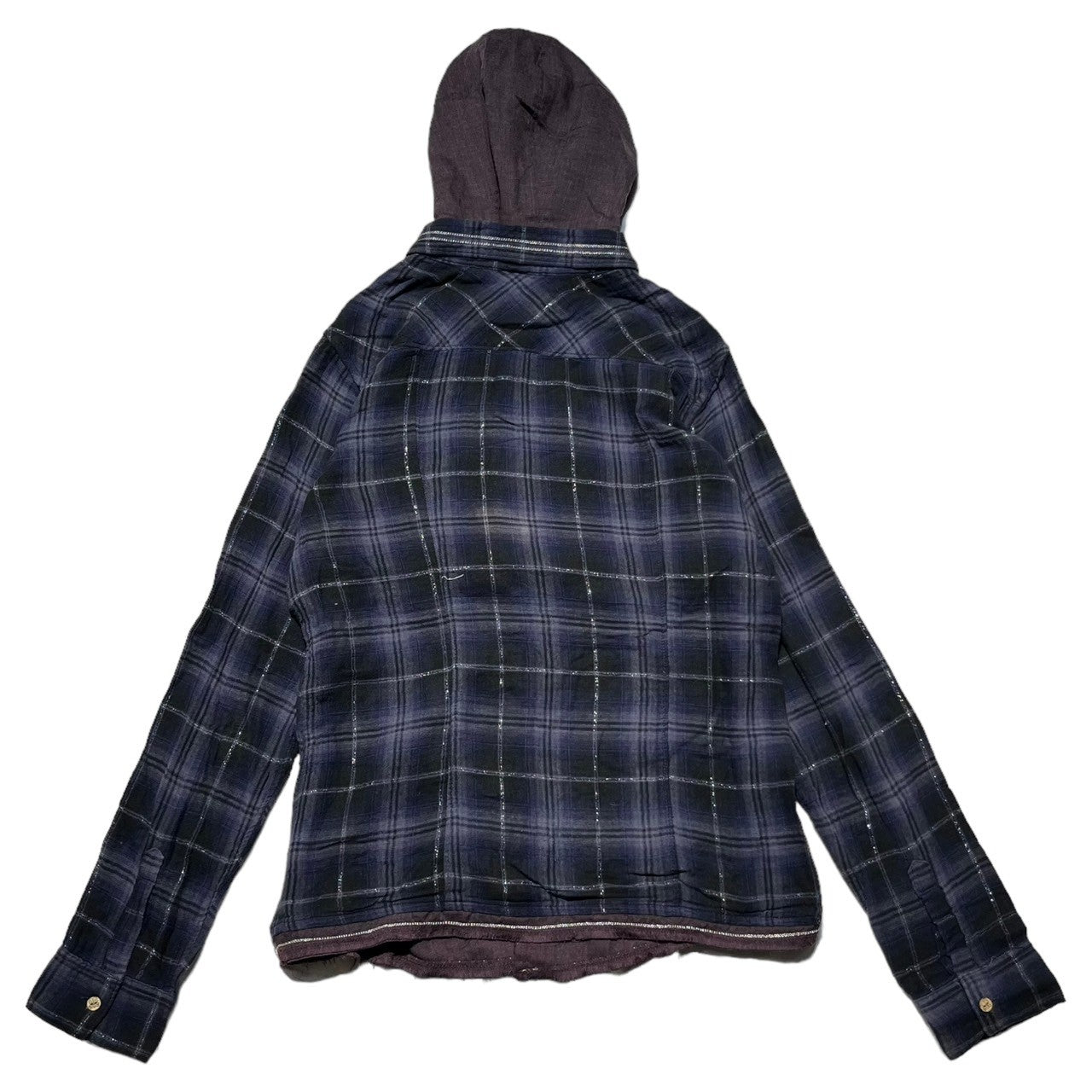 MARITHE FRANCOIS GIRBAUD(マリテフランソワジルボー) 00’sフーデットチェックネルシャツ/フード着脱可/ドッキング/リメイク加工 M7-5207 L Y2K