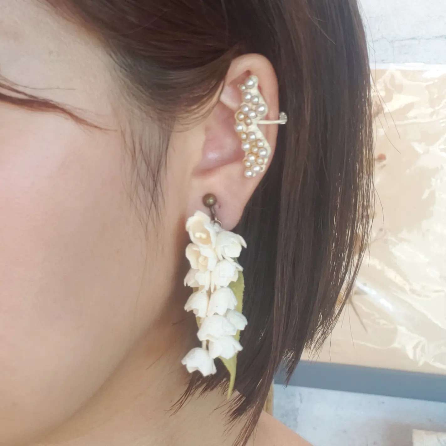 m.soeur(エムスール) すずらんのピアス* 1302-P ホワイト