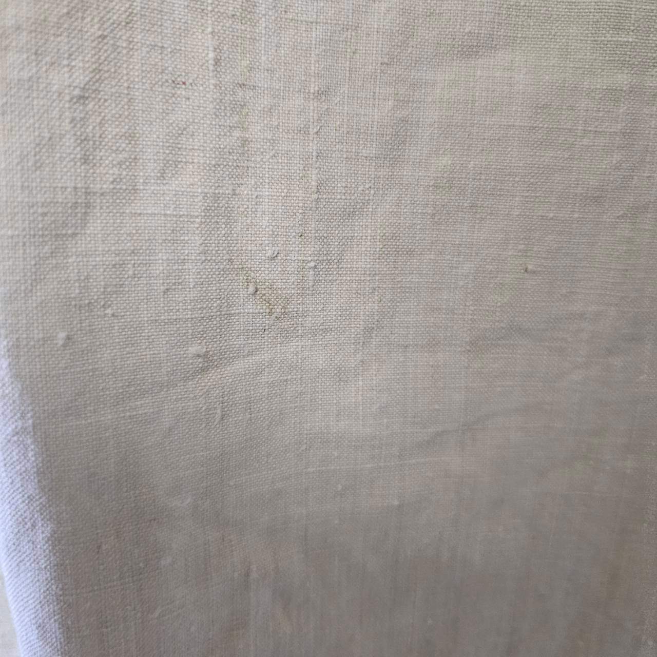 Euro antique(ヨーロッパアンティーク) france 手織りリネンとモノグラム刺繍の物語的ワンピース 表記無し(L~程度) アイボリー