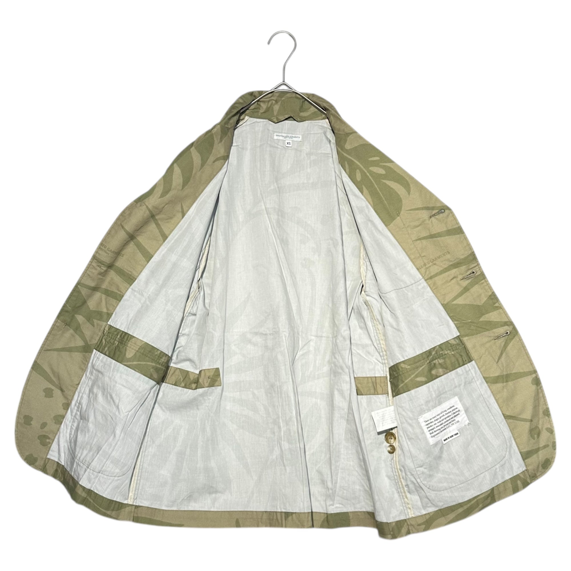 Engineered Garments(エンジニアードガーメンツ) 22SS LOITER JACKET – LEAF PRINT COTTON POPLIN ロイター ジャケット - リーフ プリント コットン ポプリン XS カーキ テーラード