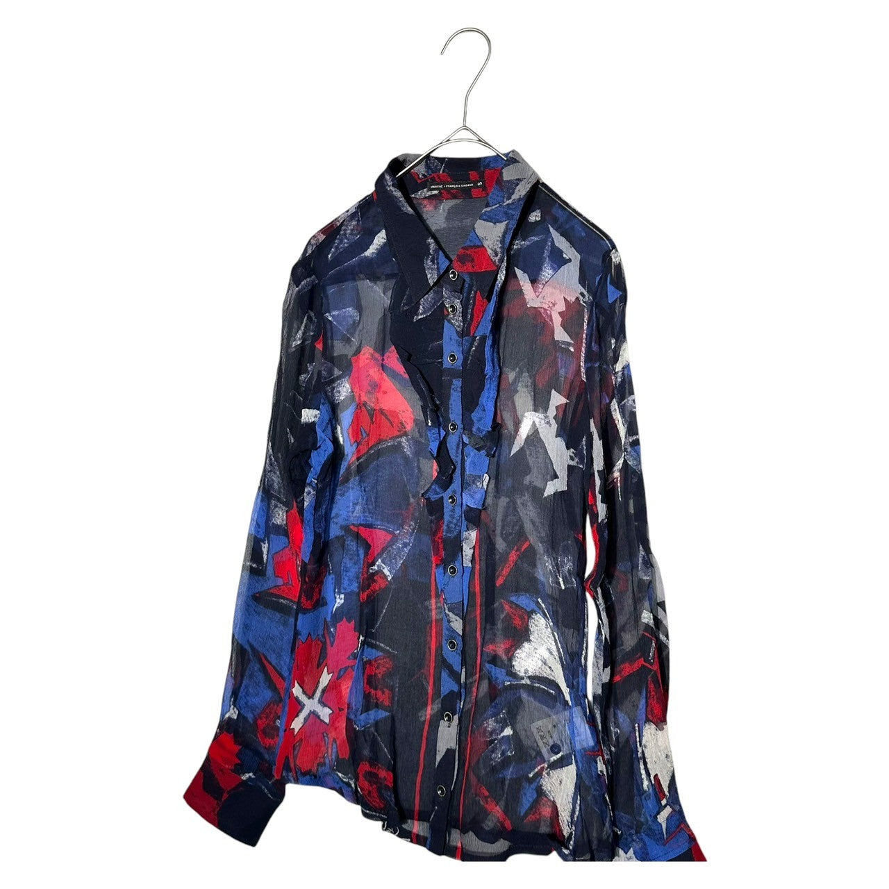 MARITHE FRANCOIS GIRBAUD(マリテフランソワジルボー) 00s all-over silk blouse shirt 総柄 シルク ブラウス シャツ F7-5409 S ネイビー×レッド