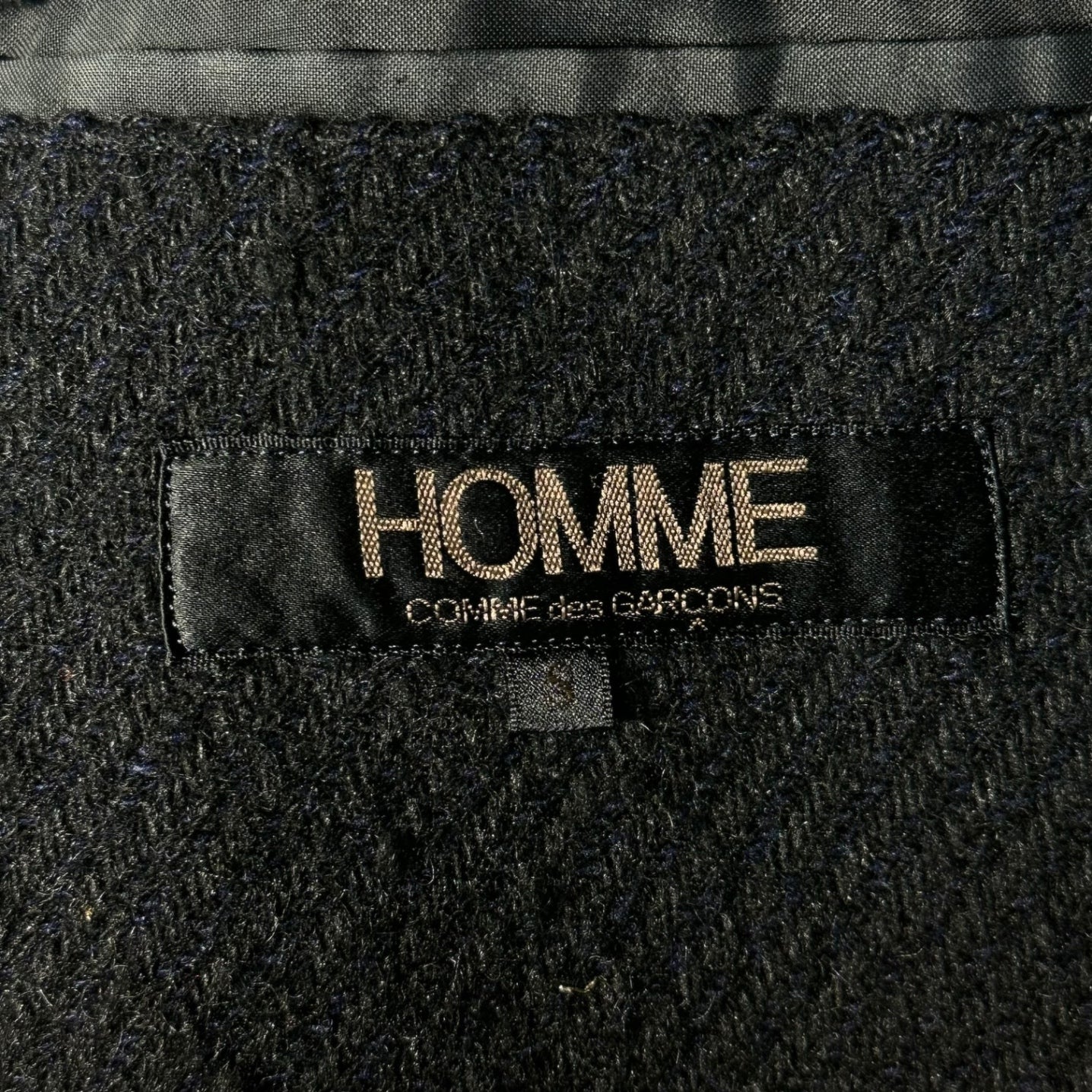 COMME des GARCONS HOMME(コムデギャルソンオム) 70's~80's Wool 2B Tailored Jacket デカオム ウール 2B テーラード ジャケット HJ-08015 S ブラック×ネイビー 70年代~80年代 アーカイブ