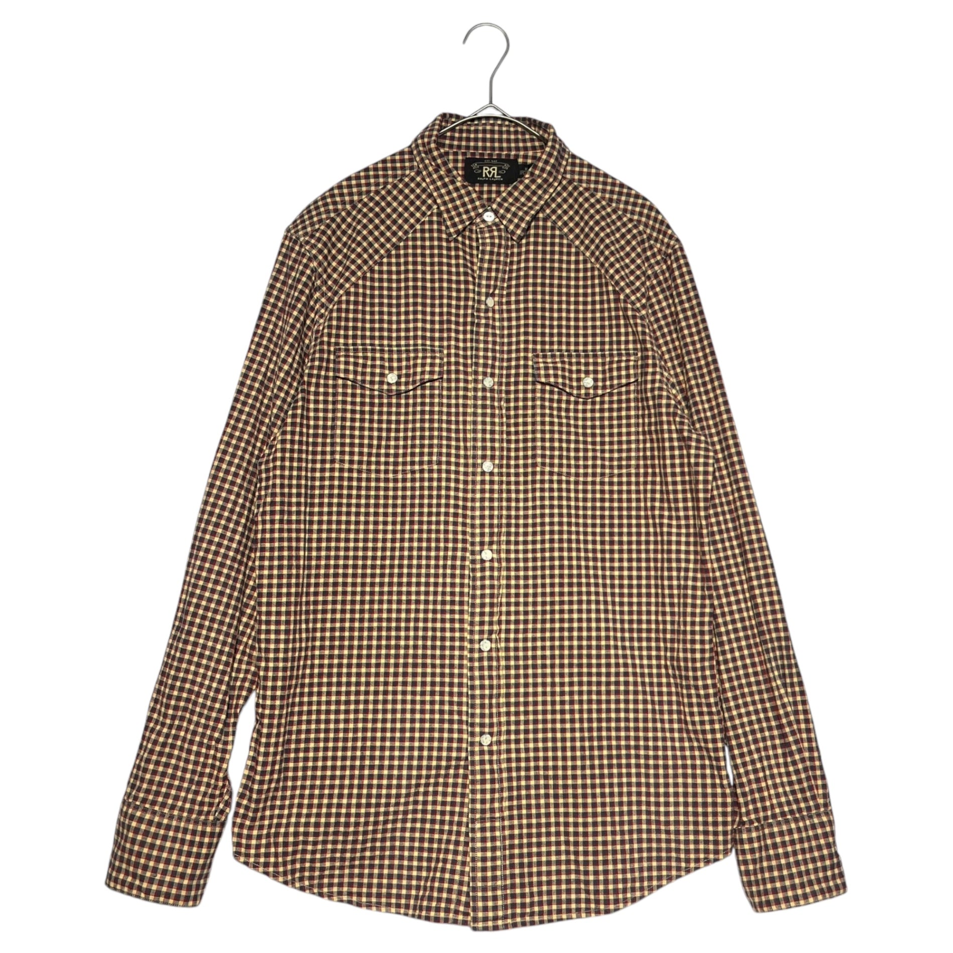 RRL(ダブルアールエル) check western shirt チェック ウエスタンシャツ 26951 M アイボリー×レッド