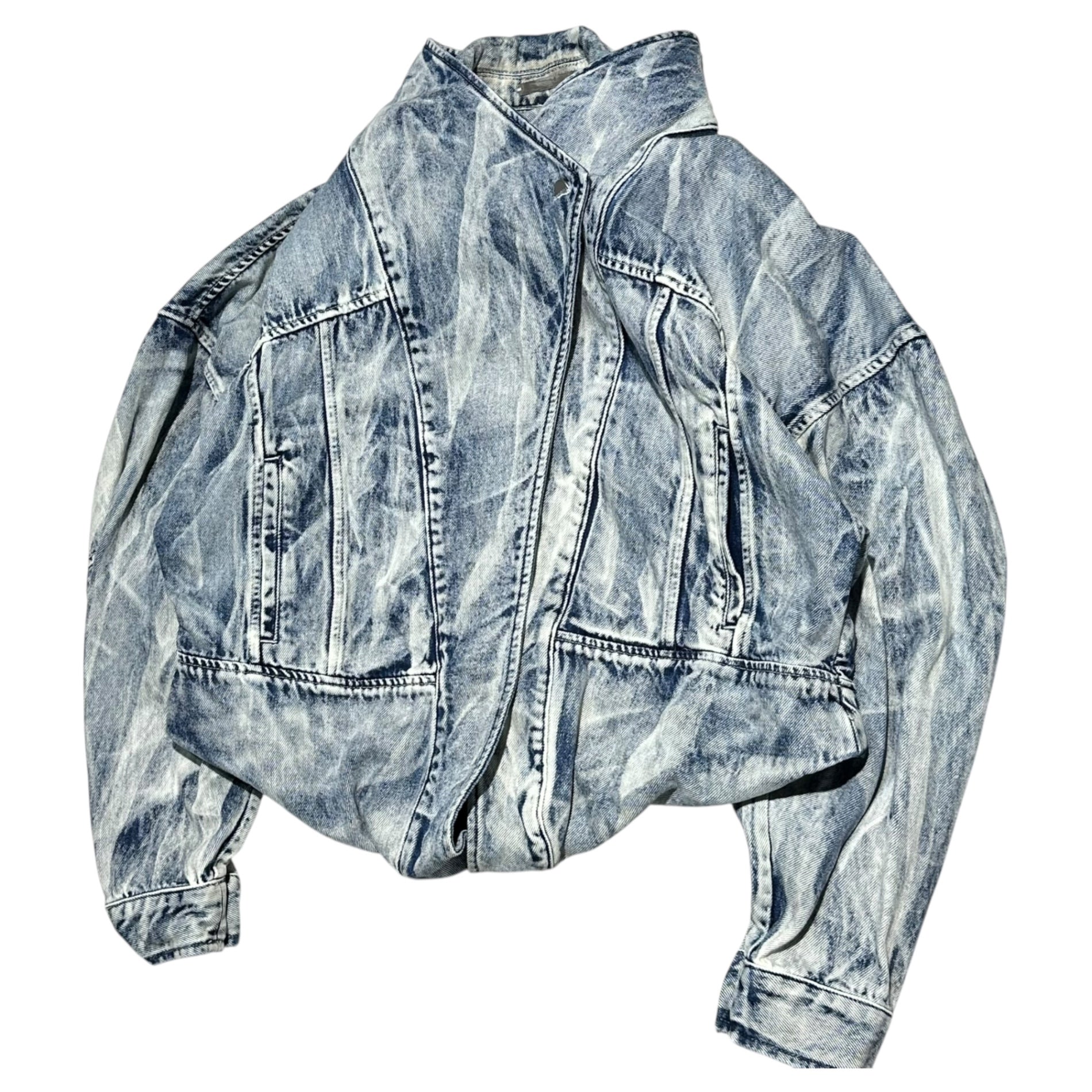 RYAN LI(リャンリー) Washed Layered Detachable Denim Jacket ウォッシュ加工 レイヤード 着脱式 デニムジャケット S インディゴ