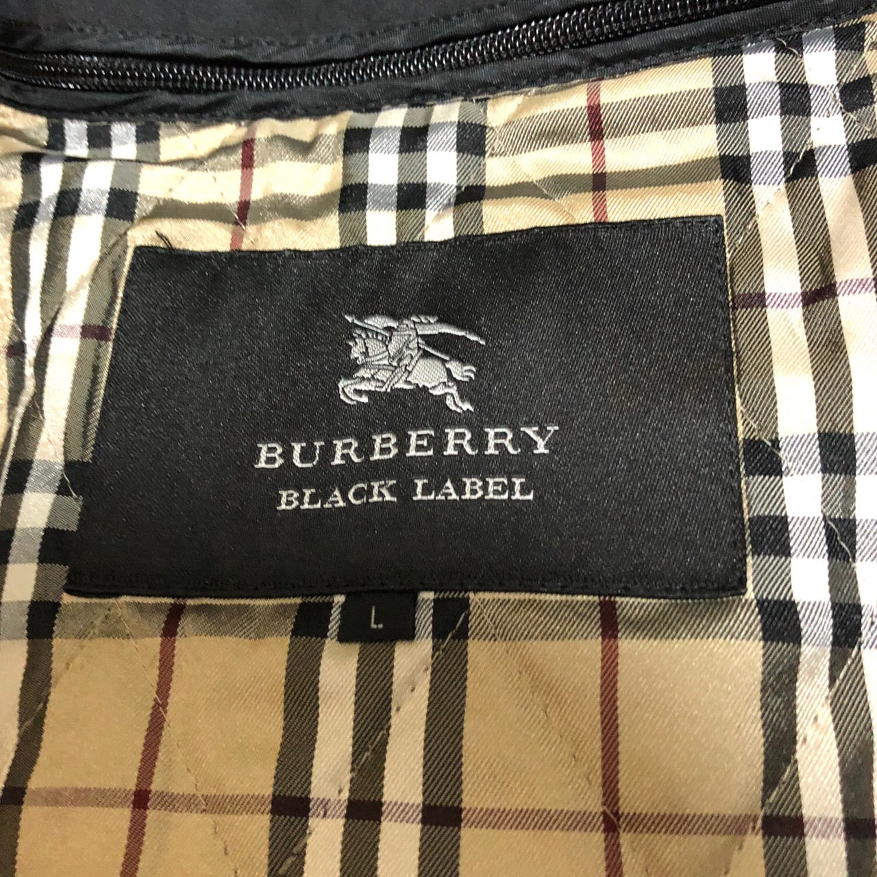 BURBERRY BLACK LABEL(バーバリーブラックレーベル) ノヴァチェックライニングステンカラーコート/キルティングライナー付 BMA10-304-09 L ブラック×ベージュ