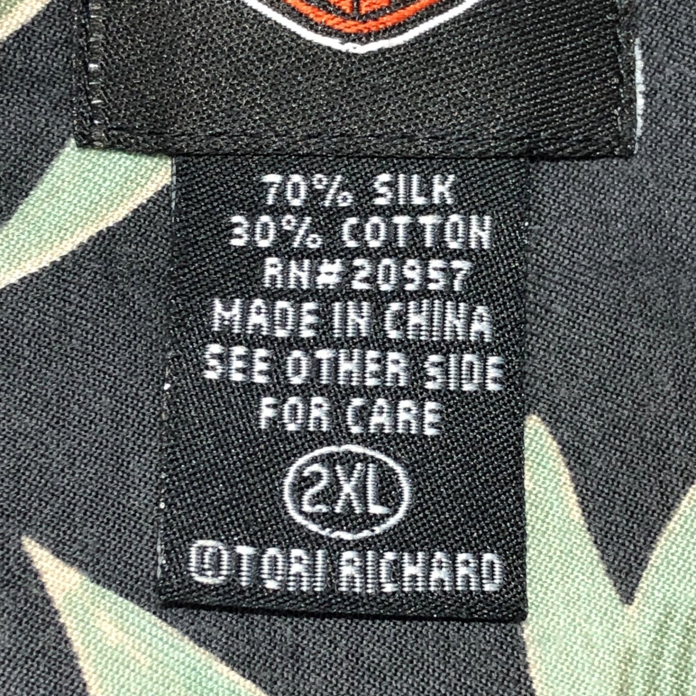 HARLEY DAVIDSON(ハーレーダビッドソン) Silk cotton aloha shirt シルク コットン アロハ シャツ 半袖 総柄 アイビスカス 2XL ブラック