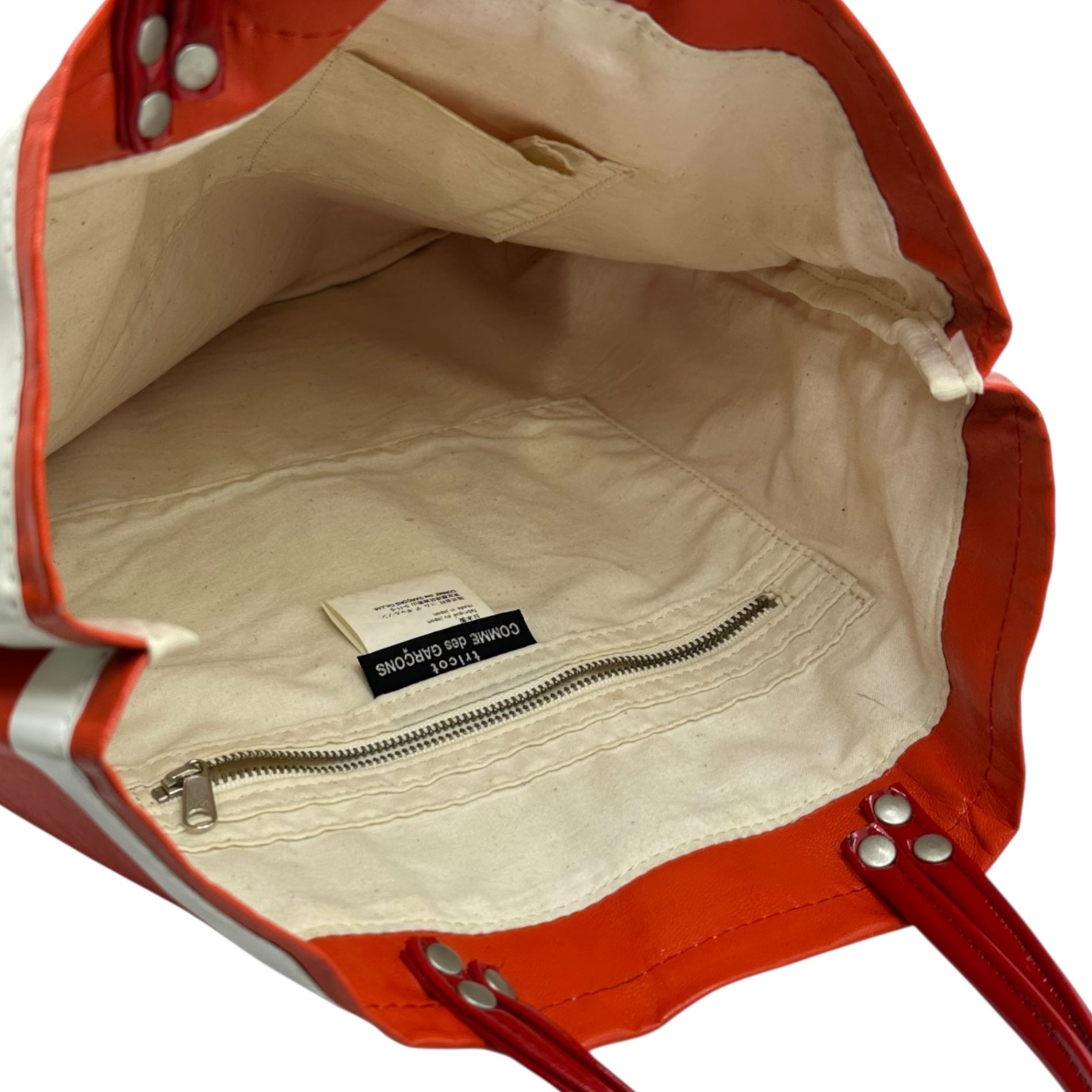 tricot COMME des GARCONS(トリココムデギャルソン) 4 Handle Eco Leather Tote Bag エコ レザー トート バッグ TG-K 202 オレンジ×ホワイト