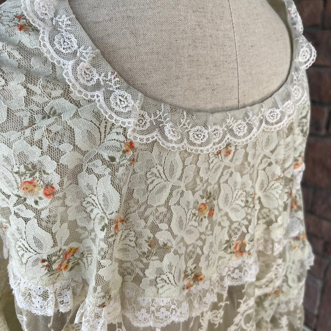 VINTAGE(ヴィンテージ) 80~90's flower print all lace blouse フラワープリント 総レース ブラウス SIZE FREE アイボリー