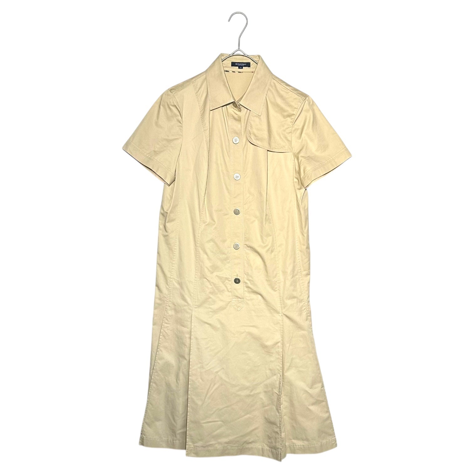 BURBERRY LONDON(バーバリーロンドン) Trench Shirt Flared French Sleeve Dress トレンチ シャツ フレア フレンチ スリーブ ワンピース FMB56-420-42 44(M程度) ベージュ 半袖 ノースリーブ