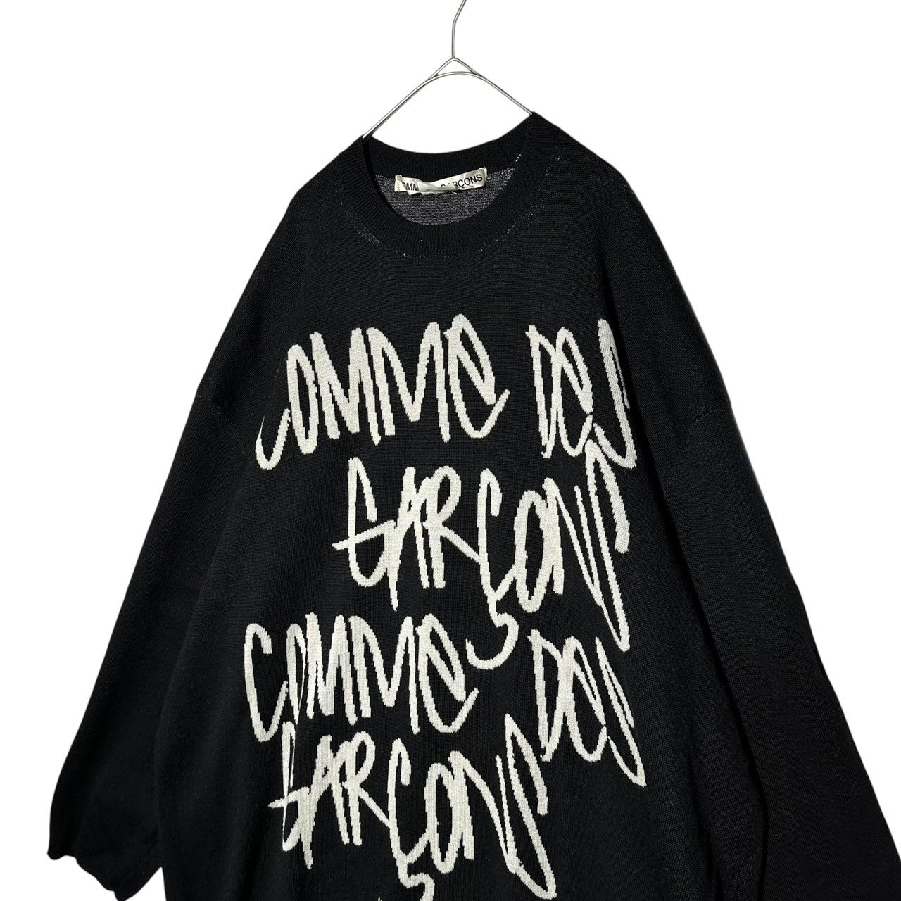 COMME des GARCONS(コムデギャルソン) 22SS Logo Jacquard Oversized Knit Sweater ロゴ ジャガード オーバーサイズ ニット セーター GI-N017 L ブラック×ホワイト