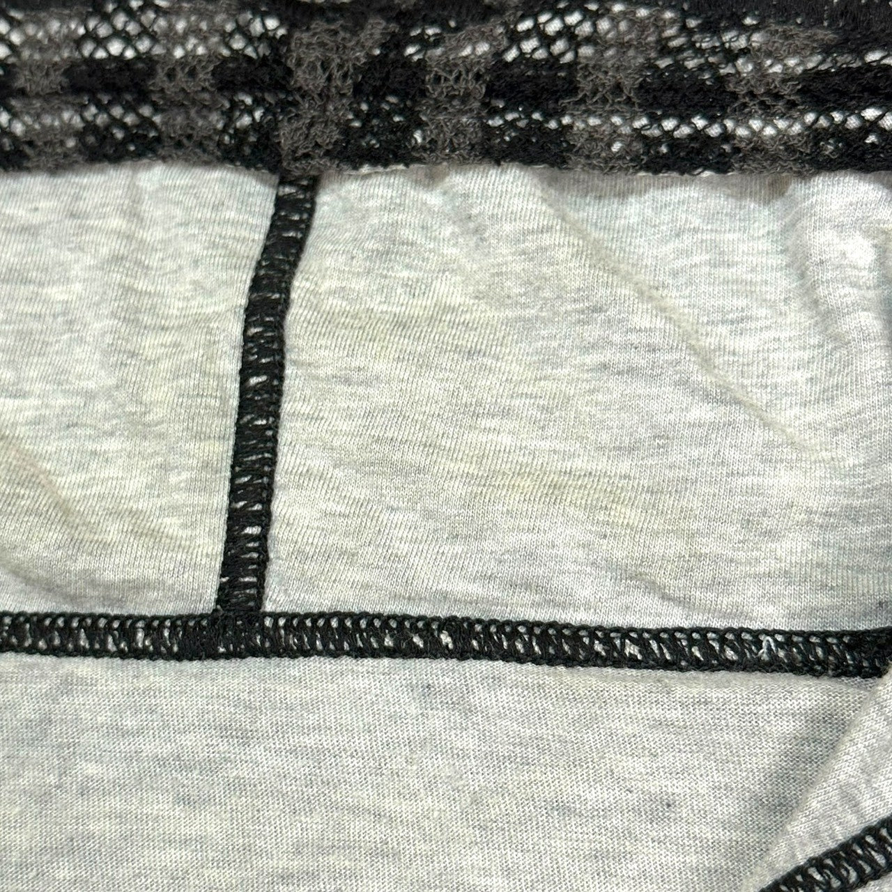 DOLCE&GABBANA(ドルチェ&ガッバーナドルガバ) Mesh layered border hooded top メッシュレイヤード ボーダー フーデッド カットソー ブラック×グレー