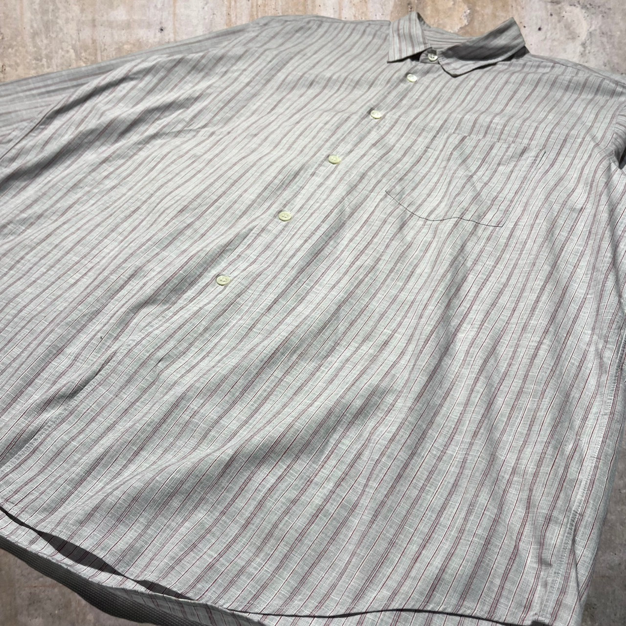 COMME des GARCONS HOMME(コムデギャルソンオム) 80~90'sコットンストライプシャツ 表記消え(XL程度) グレー 田中オム