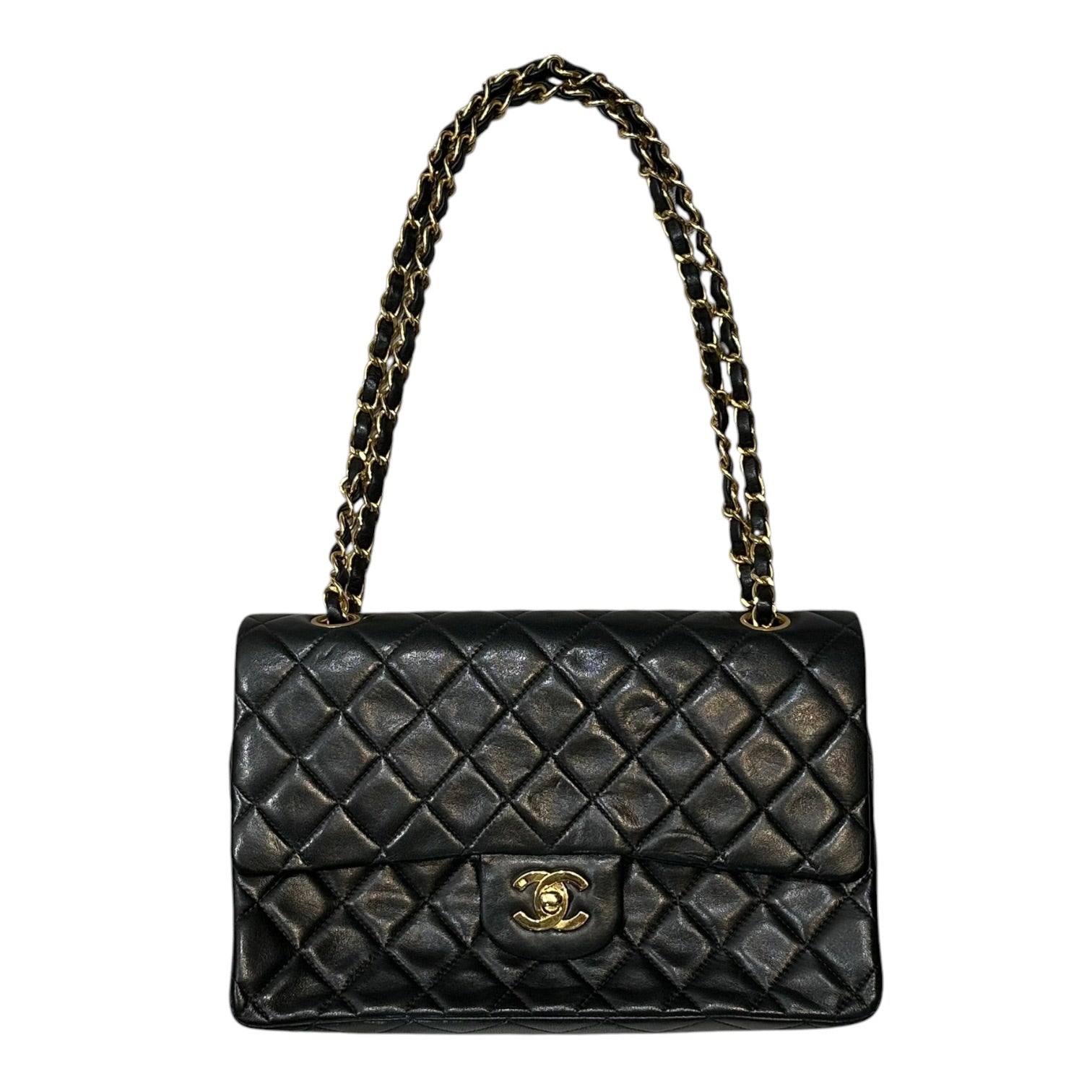 CHANEL(シャネル) 1992's Chanel Medium Classic Handbag マトラッセ 25 ラムスキン ダブルフラップ ブラック 90's 90年代 ヴィンテージ 200万番台 クラシック ハンドバッグ チェーン