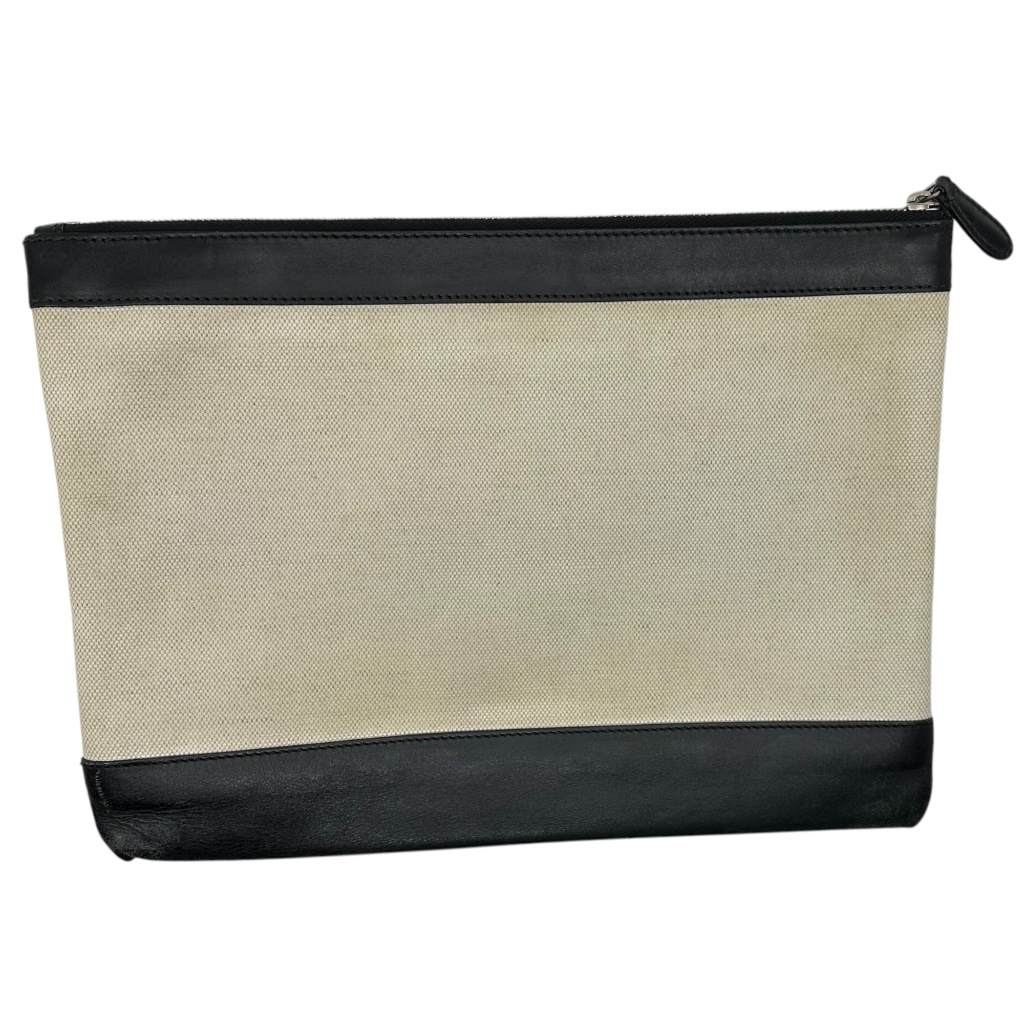 BALENCIAGA(バレンシアガ) Leather switching canvas clutch bag レザー 切替 キャンバス クラッチ バッグ 420407・1080・C・538735 FREE アイボリー×ブラック