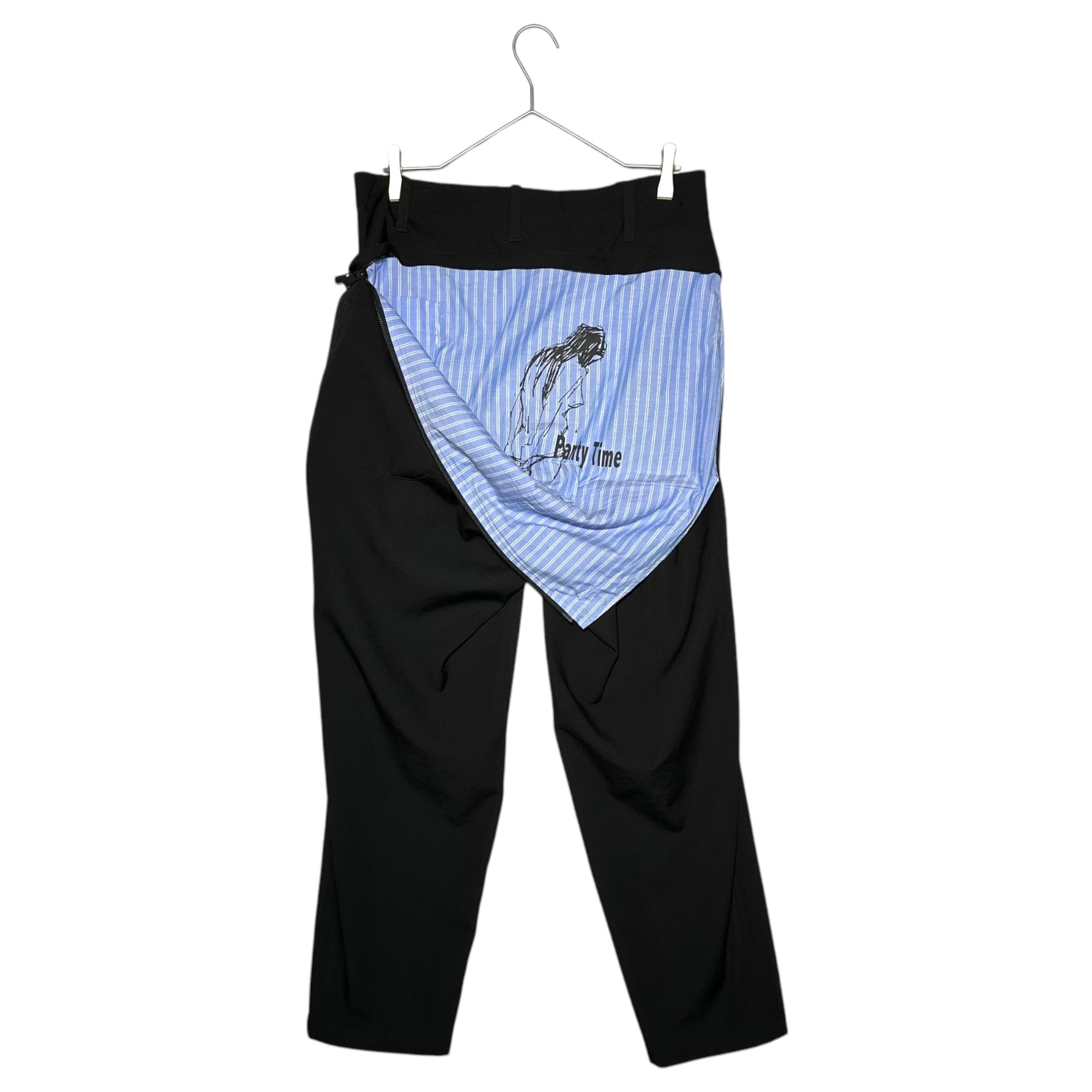 YOHJI YAMAMOTO POUR HOMME(ヨウジヤマモトプールオム) 17AW Wrinkle Garbardine Hanging Back Part Pants ウール シワ ギャバジン 後ろ垂れP パンツ スラックス HK-P38-100 2(M) ブラック×ライトブルー