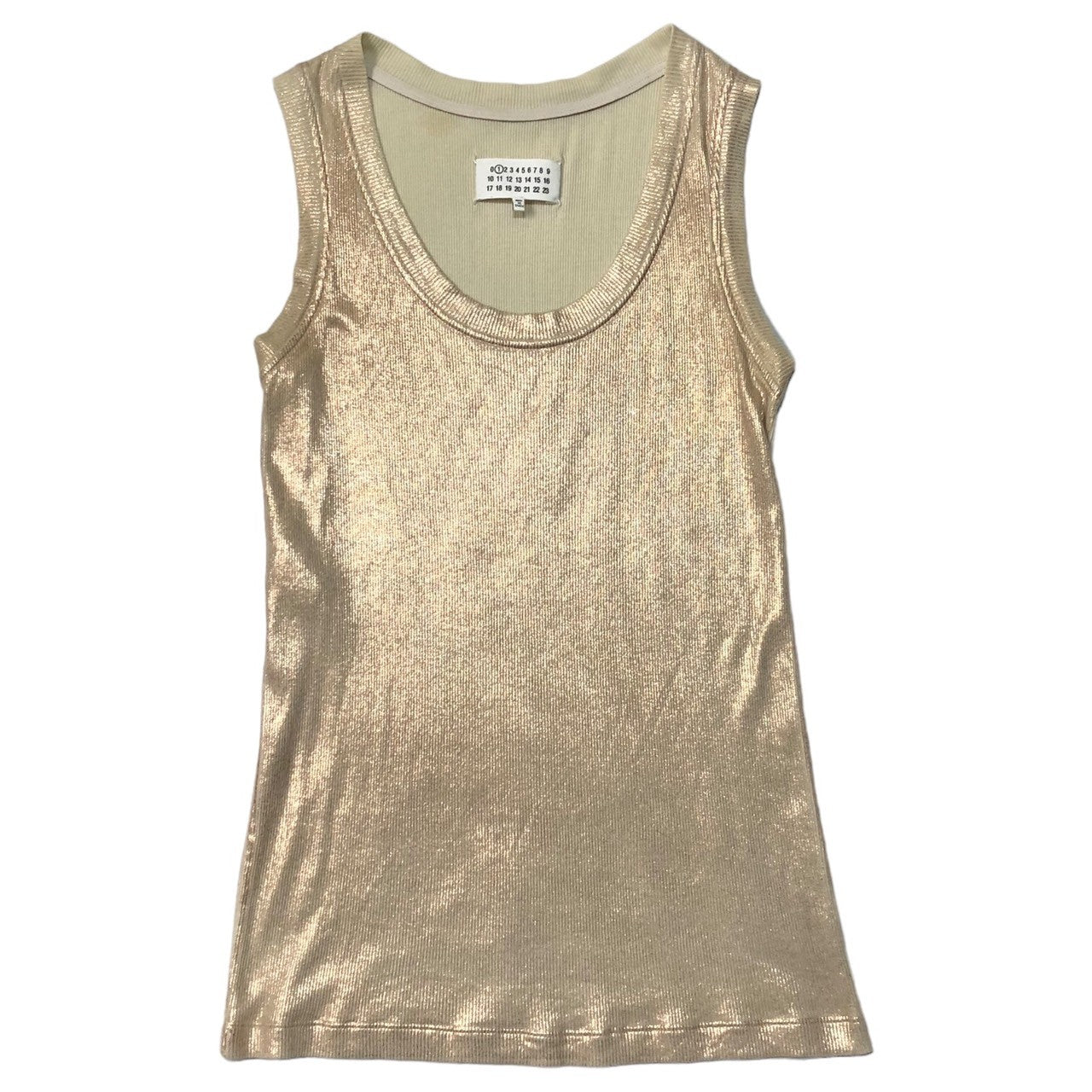 MAISON MARGIELA 1(メゾンマルジェラ) 13SS glitter print tank top ラメプリント加工タンクトップ/ノースリーブ S51NC0294 38(Mサイズ程度) ゴールド×ベージュ