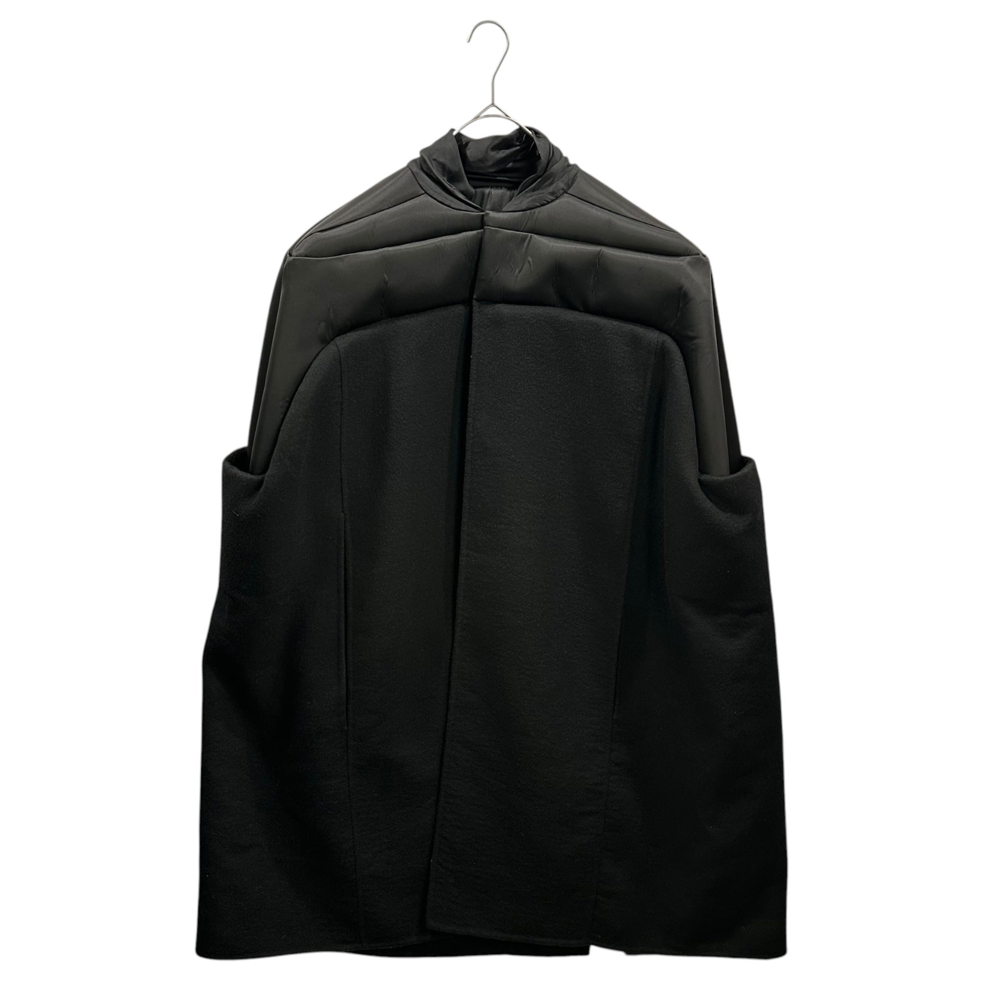 Rick Owens(リックオウエンス) 22SS ”FOGACHINE” GIRDERED CAPE SHORT ガーダード ケープ ショート コート RO02A7964 40 ブラック ポンチョ ジャケット カシミア
