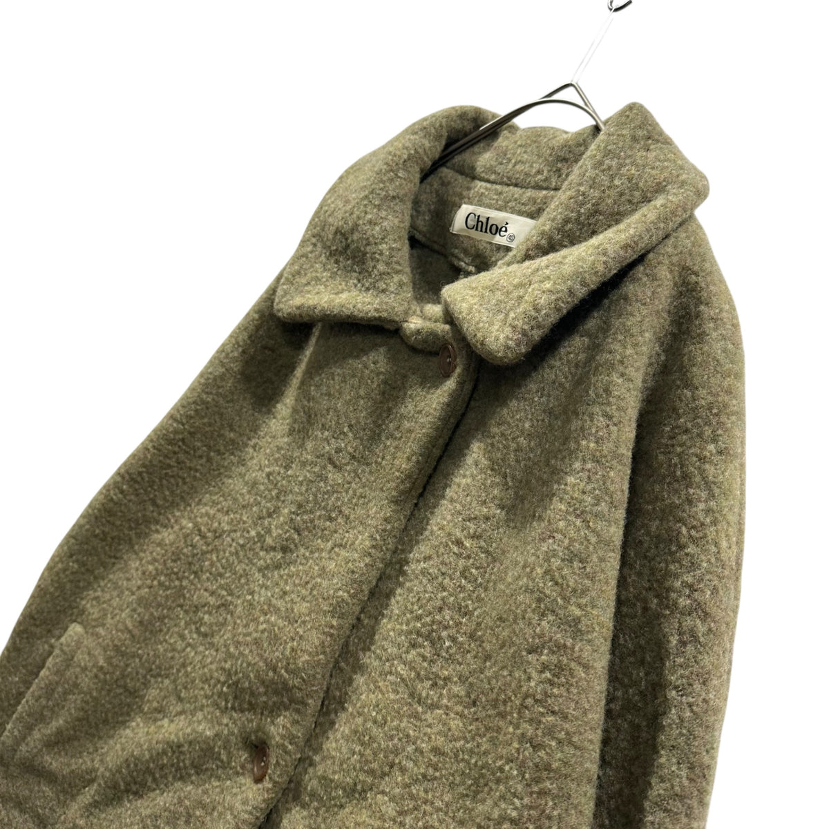 CHLOE(クロエ) 1970~80's Lagerfeld-era Wool-Polyblend Short-Length Coat ウール ポリ ショート コート 520-23703 40 カーキ