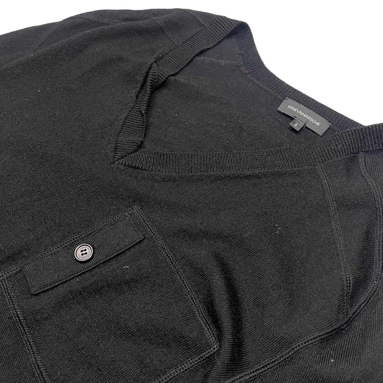 KRIS VAN ASSCHE(クリスヴァンアッシュ) 00's Spiral neck knit pullover with pockets/ポケット付スパイラルネックニットプルオーバー S ブラック