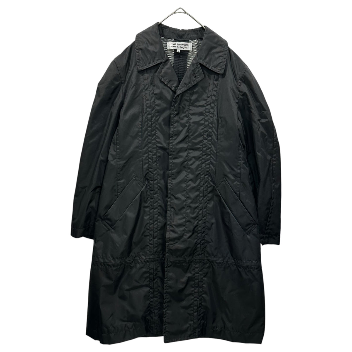 COMME des GARCONS COMME des GARCONS(コムデギャルソンコムデギャルソン) 2005AW Nylon Stitched Balmacaan Coat 裏ボア ナイロン ステッチ ステンカラー コート RP-C002 L ブラック AD2005 00's