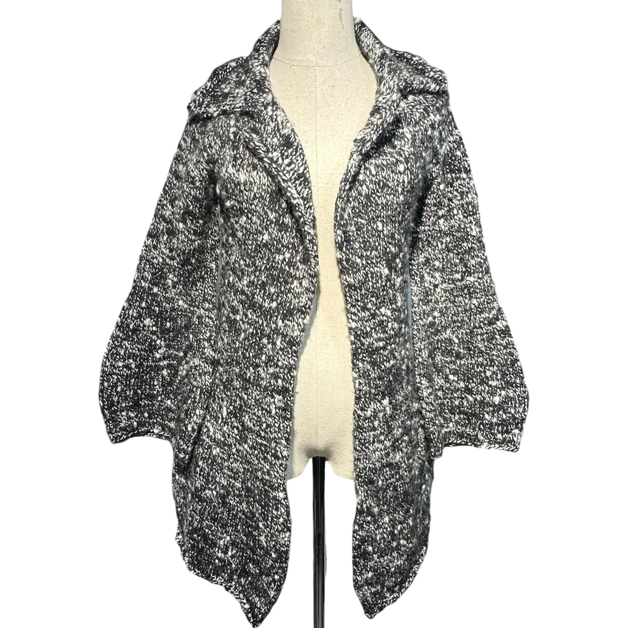 LIMI feu(リミフゥ) Buttonless low gauge knit cardigan ボタンレス ローゲージ ニット カーディガン LU-K23-171 3(L程度) ブラック×ホワイト