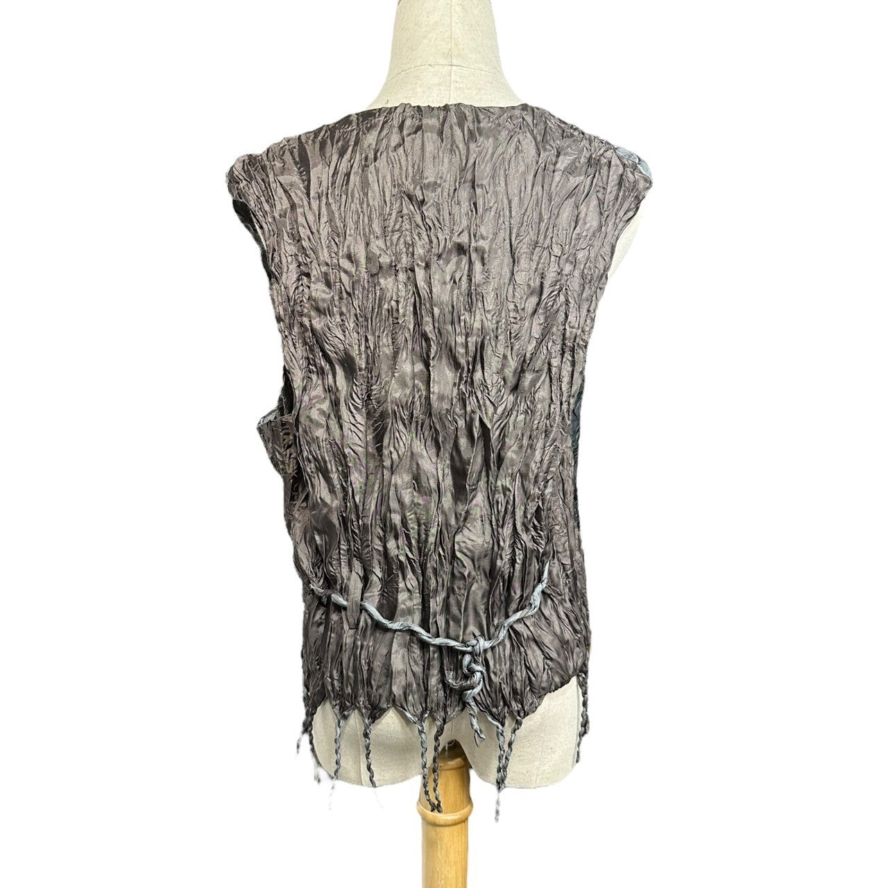 ISSEY MIYAKE(イッセイミヤケ) 06SS Fringe pleated vest フリンジ プリーツ ベスト IM61-FE701 M グレー ジレ