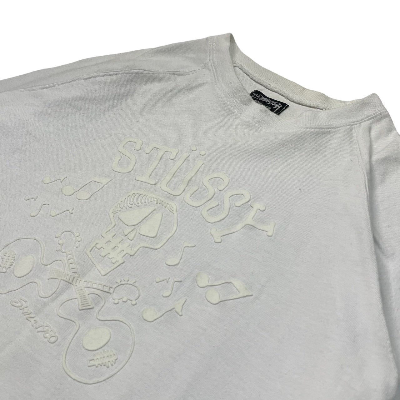 STUSSY(ステューシー) 00's skull logo 長袖 カットソー ロンT SIZE L ホワイト×オフホワイト OLD STUSSY