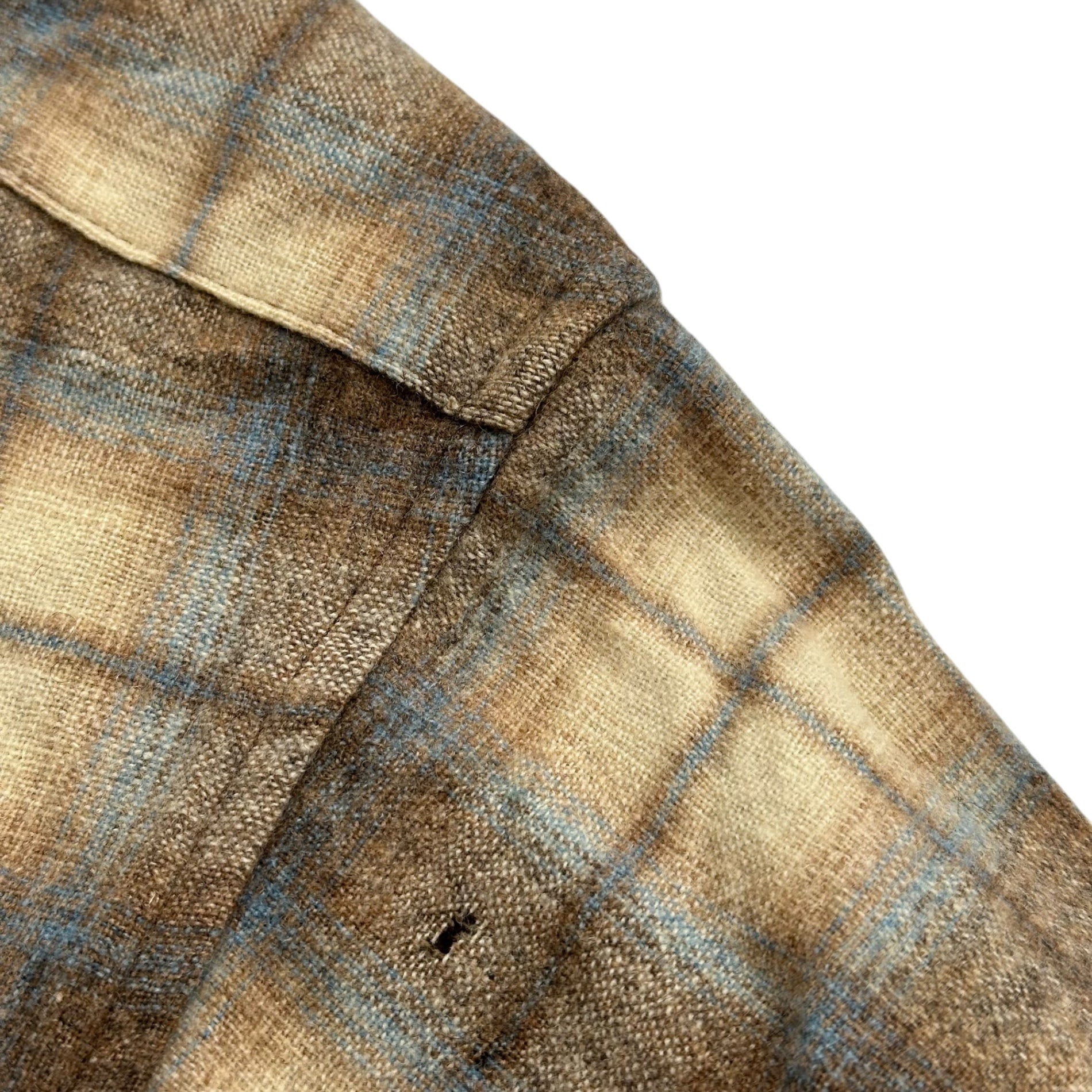 PENDLETON(ペンドルトン) 70's Board Shirt - Ombre Check ボード シャツ オンブレ チェック M ベージュ×スカイブルー 70年代 開襟 オープンカラー ウール ヴィンテージ