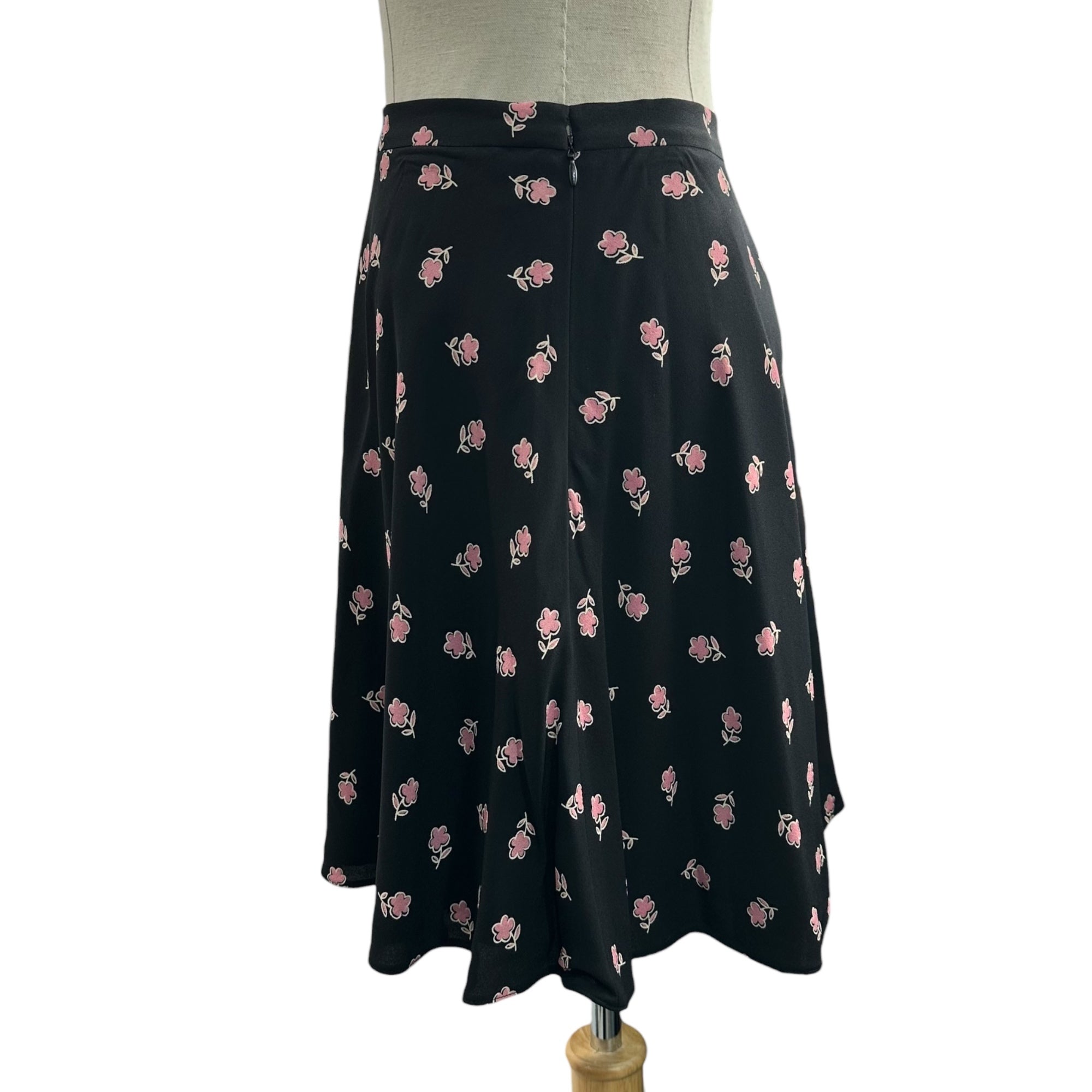 miu miu(ミュウミュウ) Floral Print Flared Mini Skirt 花柄 フレア ミニ スカート MG807 1LA3 44 ブラック×ピンク