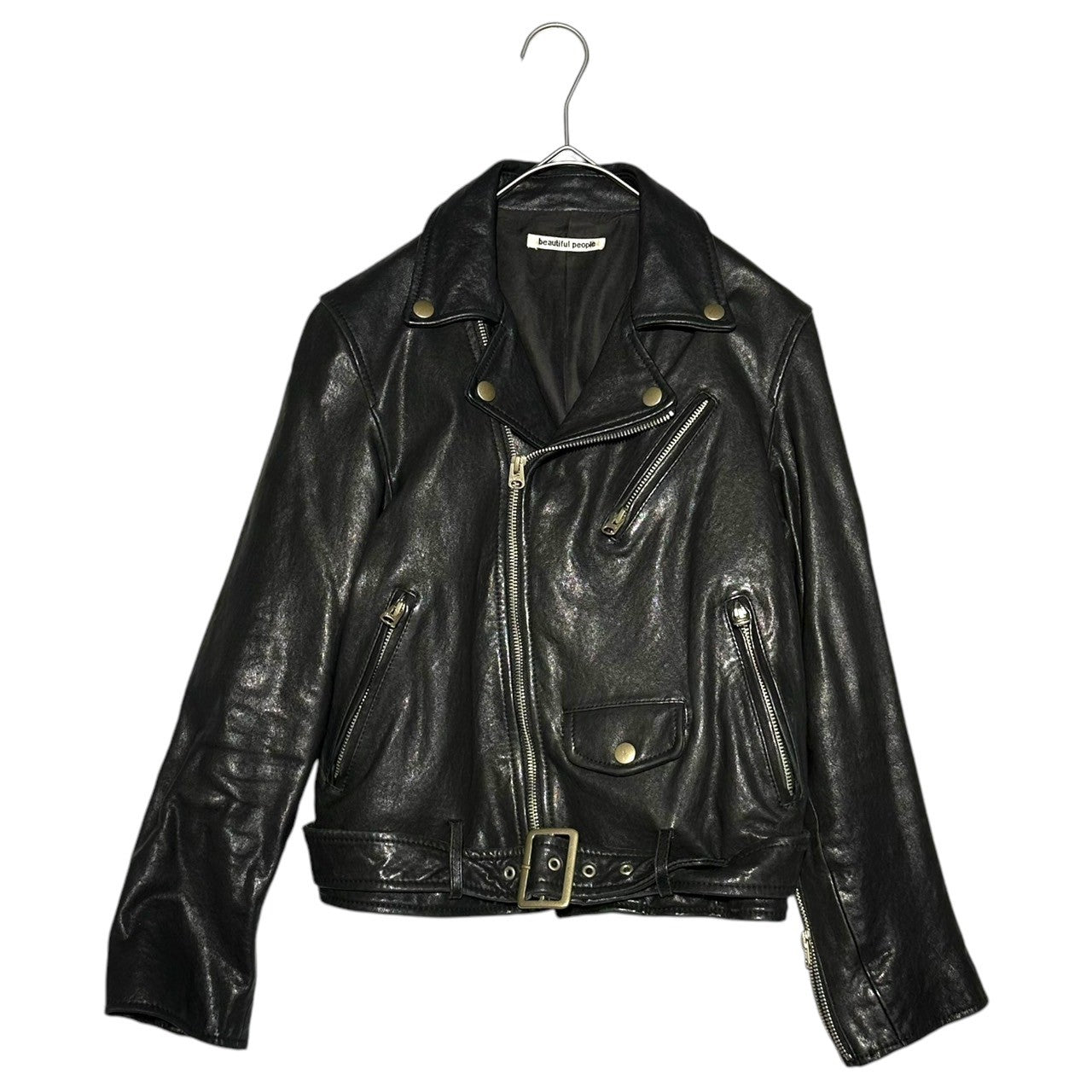 beautiful people(ビューティフルピープル) Riders Jackets ラムレザー ダブル ライダース ジャケット 1343402401 150(M程度) ブラック
