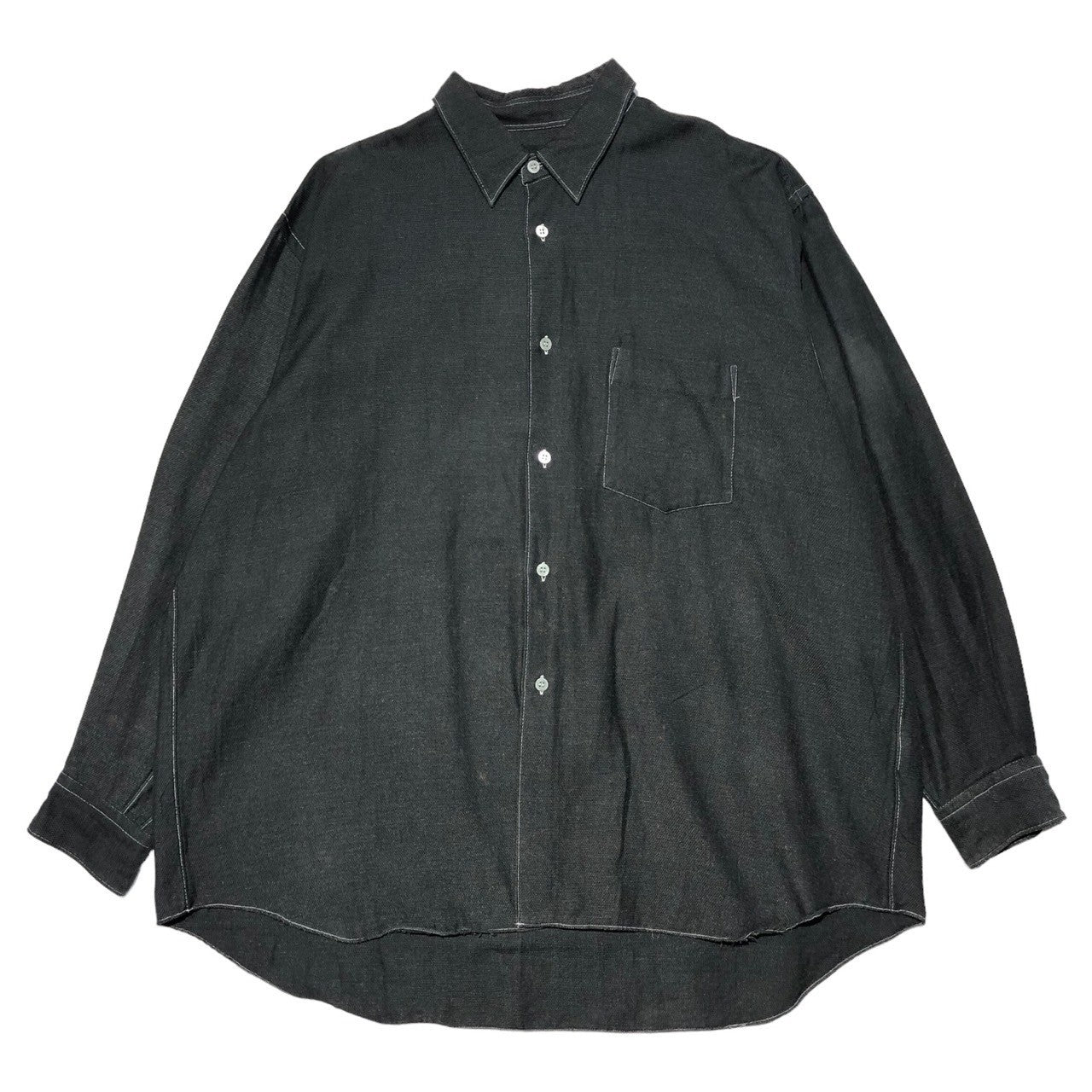 COMME des GARCONS HOMME PLUS(コムデギャルソン オムプリュス) 90's後染めホワイトステッチオーバーサイズシャツ PB-050640 SIZE:表記無し(XL程度) ブラック AD1992