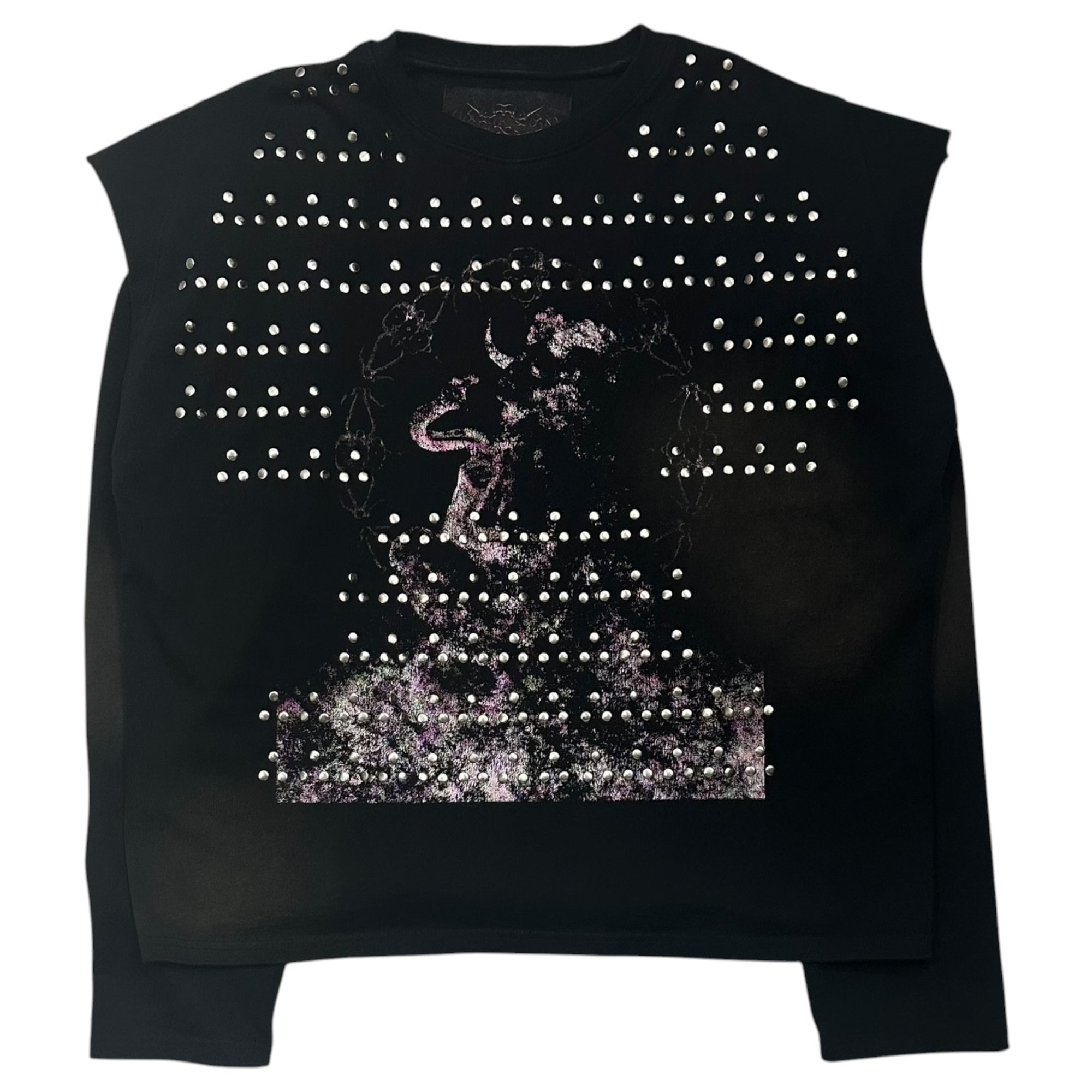 JACKSON JOHNSON(ジャクソンジョンソン) Vintage-Washed Round Stud L/S T-Shirt ヴィンテージ加工 ラウンドスタッズ 長袖 Tシャツ FREE ブラック
