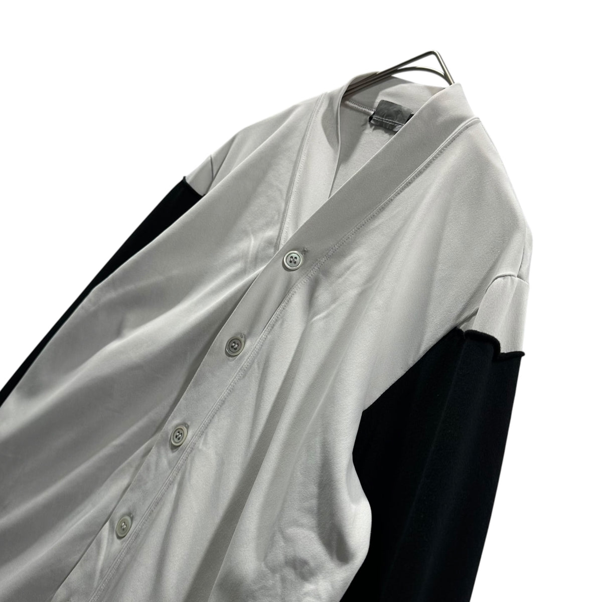 COMME des GARCONS(コムデギャルソン) 2011SS Layered Polyester Cardigan with Sleeves 袖 レイヤード ポリ カーディガン GG-T007 XS ライトグレー×ブラック AD2010