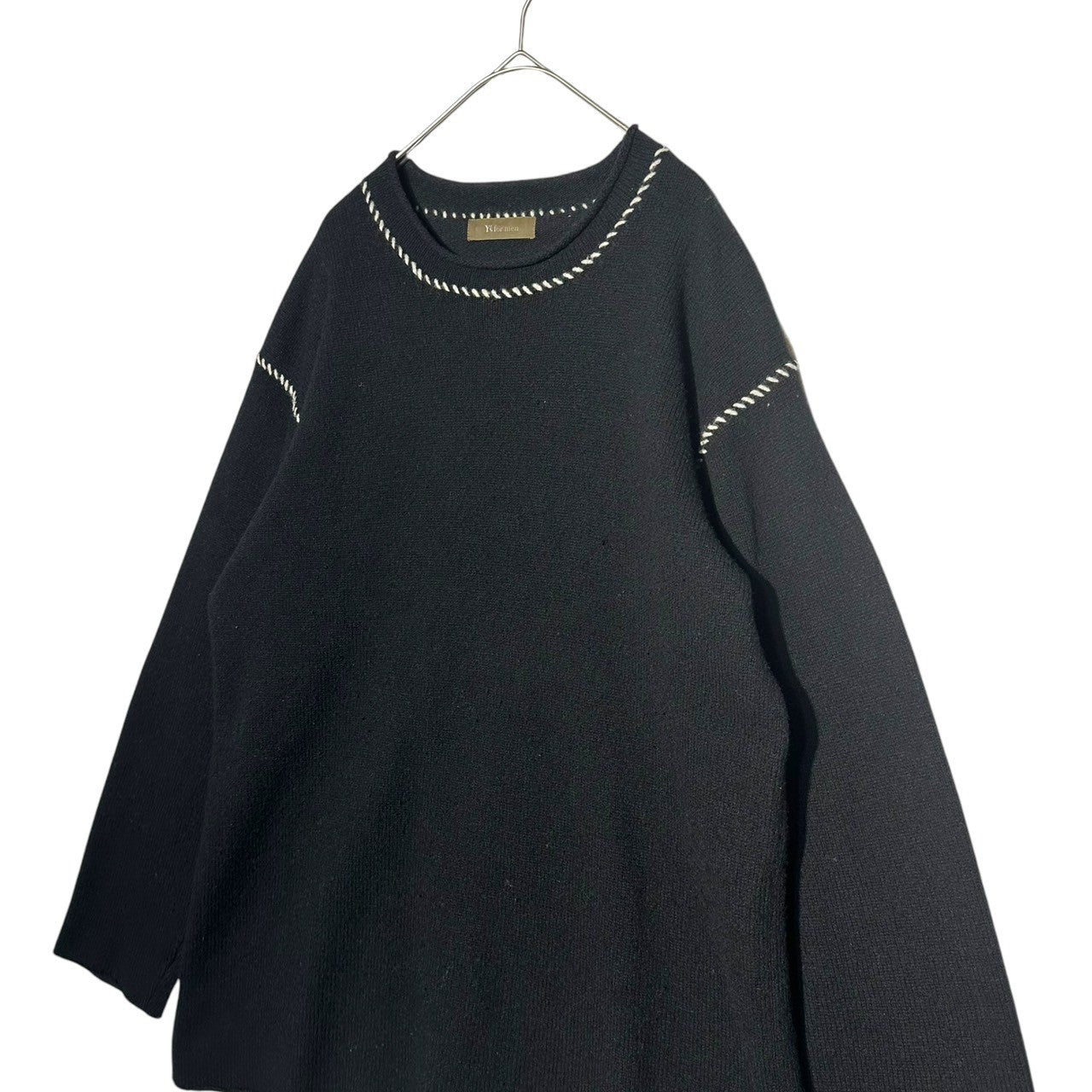 Y's for men(ワイズフォーメン) 90's Vintage Hand Stitched Crew Neck Knit Pullover 90年代 ヴィンテージ ハンドステッチ クルーネック ニット プルオーバー MH-K10-141 FREE ブラック×ホワイト