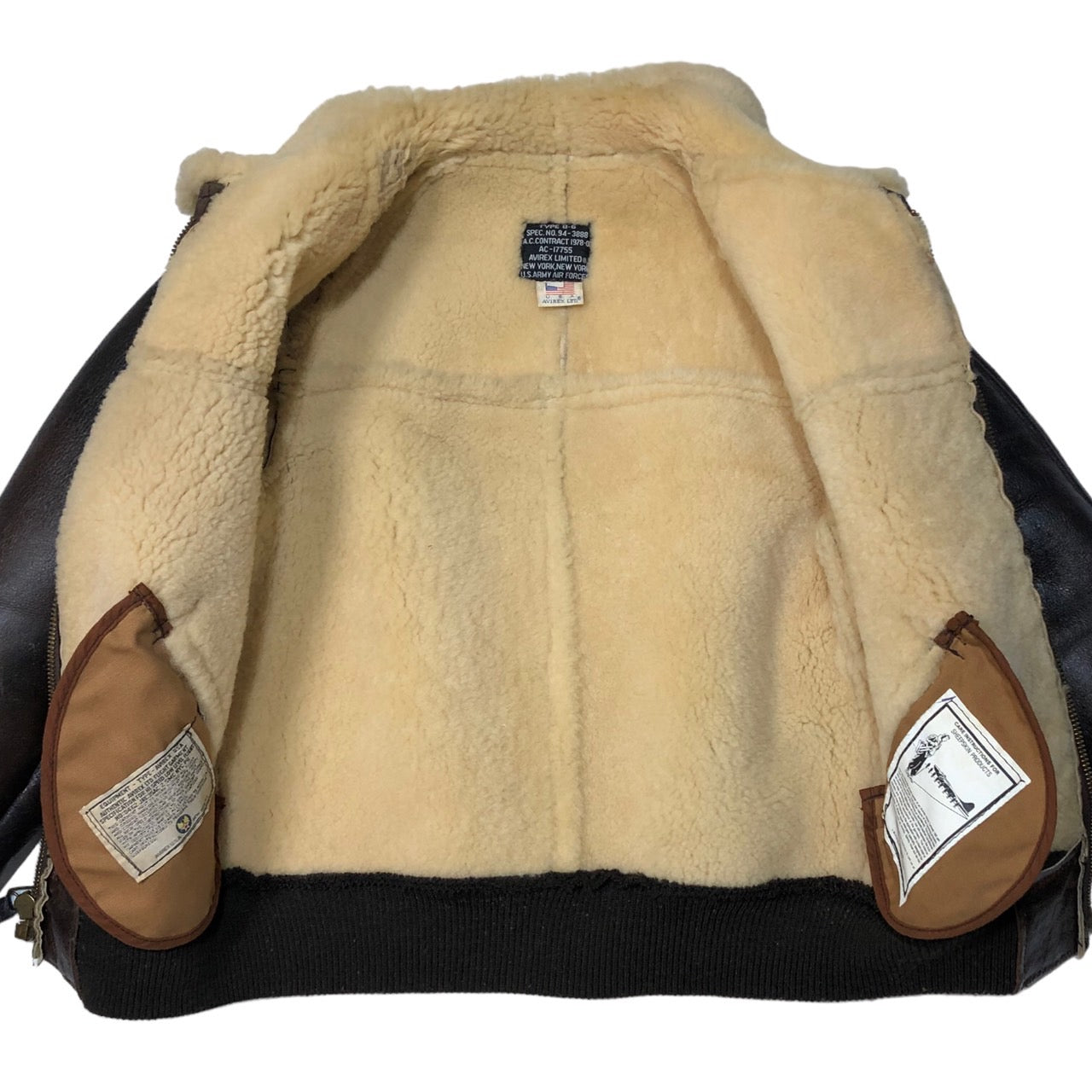 AVIREX(アヴィレックス) B-6フライトジャケット/ムートンジャケット AC-17755 34(Sサイズ程度) ブラウン 90年代 USA製