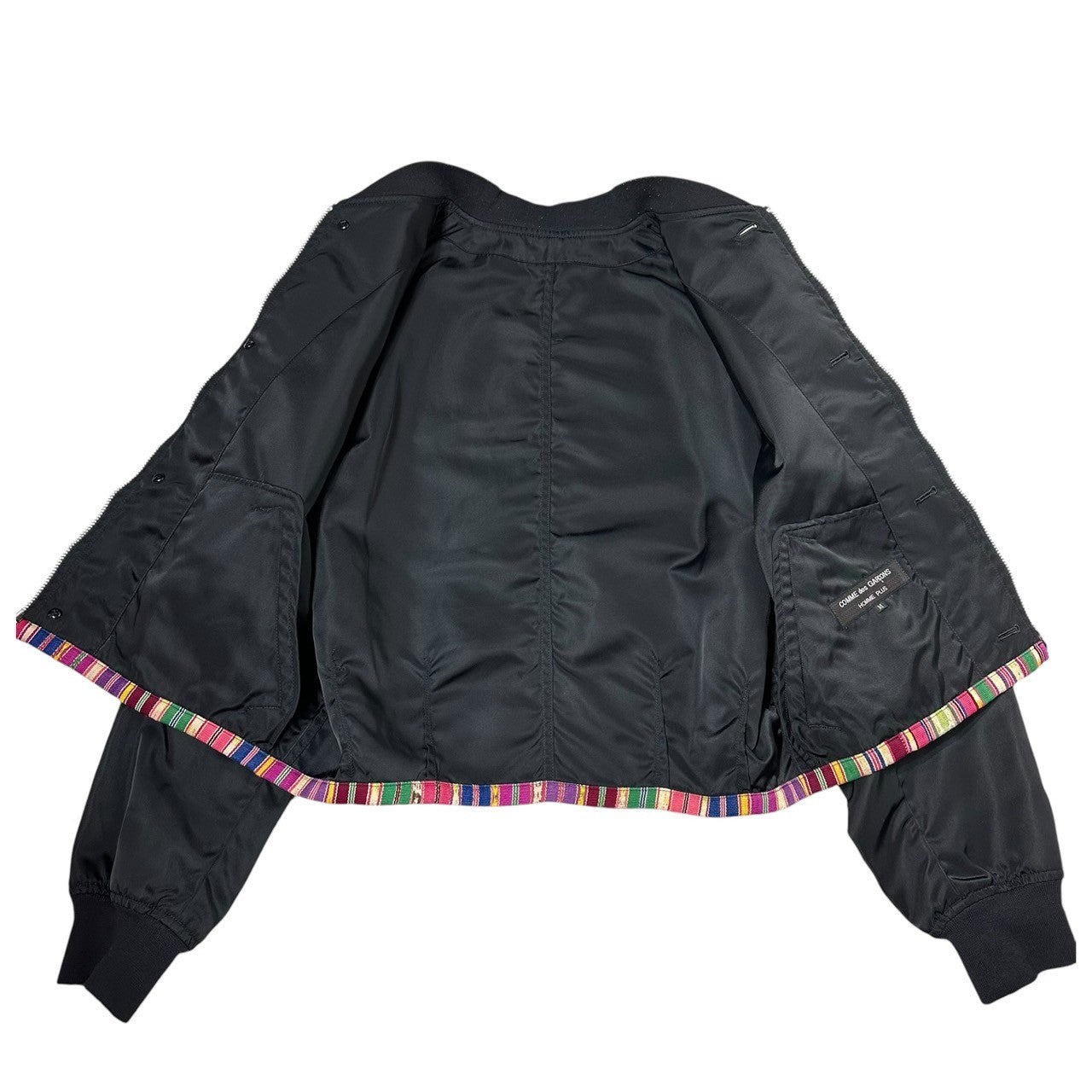 COMME des GARCONS HOMME PLUS(コムデギャルソンオムプリュス) 92SS Ethnic Period Hem Switch Archive Bomber Jacket エスニック期 裾切替 アーカイブ ボンバー ジャケット PJ-110490 M ブラック×マルチカラー AD1991