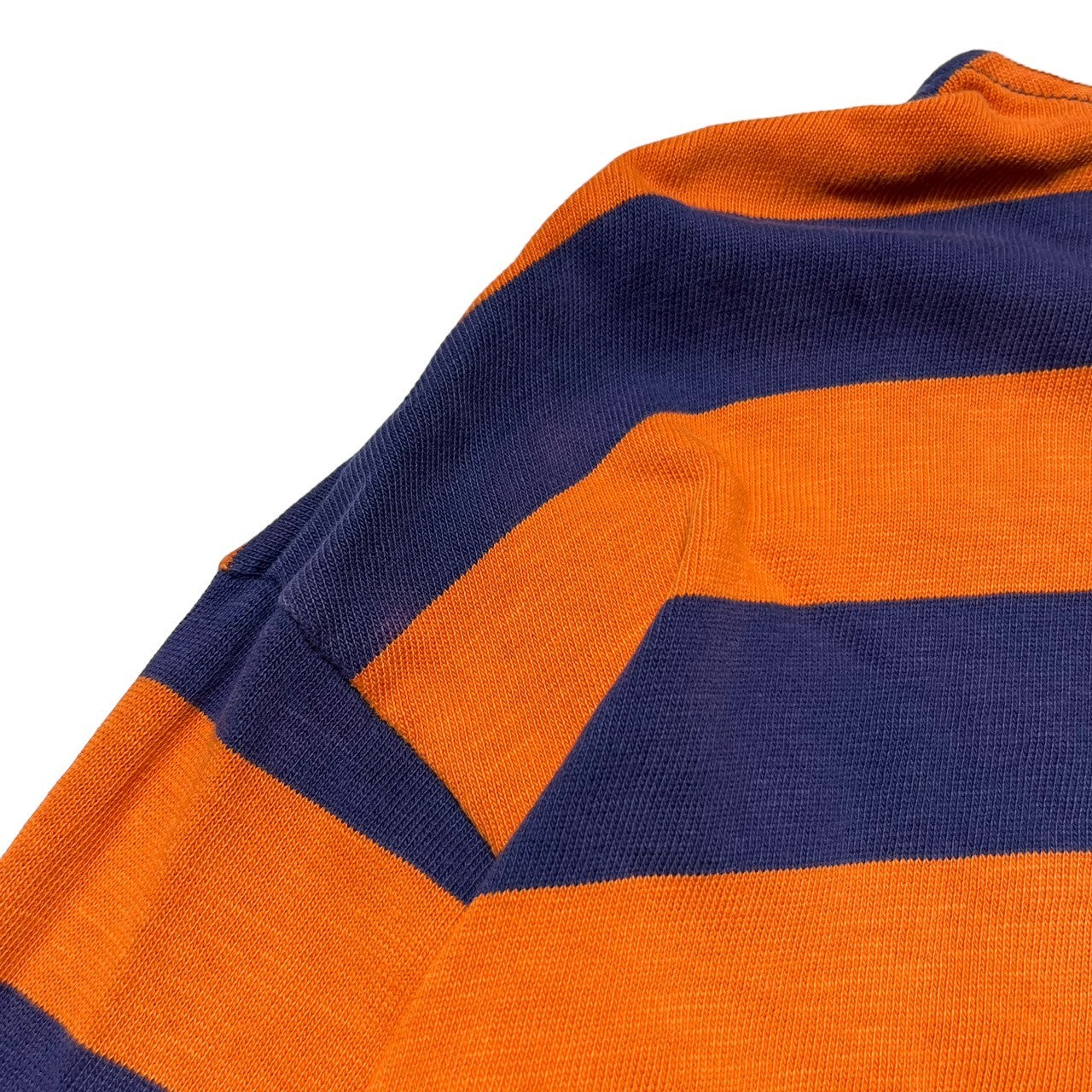 POLO RALPH LAUREN(ポロラルフローレン) 90's border rugby shirt ボーダ- ラガーシャツ 90年代 B-BOY XXL オレンジ×ネイビー