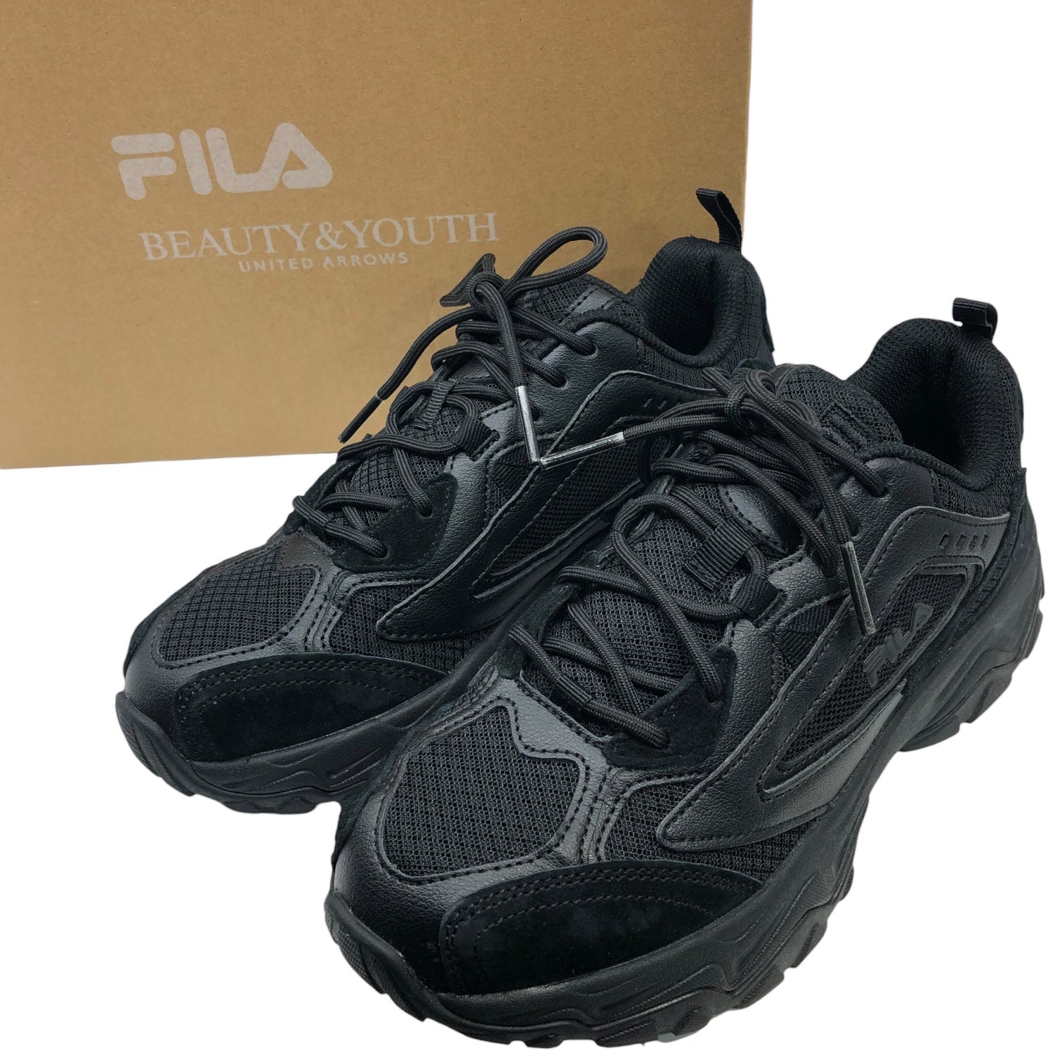 FILA × BEAUTY&YOUTH UNITED ARROWS(フォラ × ビューティーアンドユース ユナイテッドアローズ) DAYTONIC ローカットスニーカー ダッドスニーカー WFW23061-010 25.0cm ブラック コラボアイテム