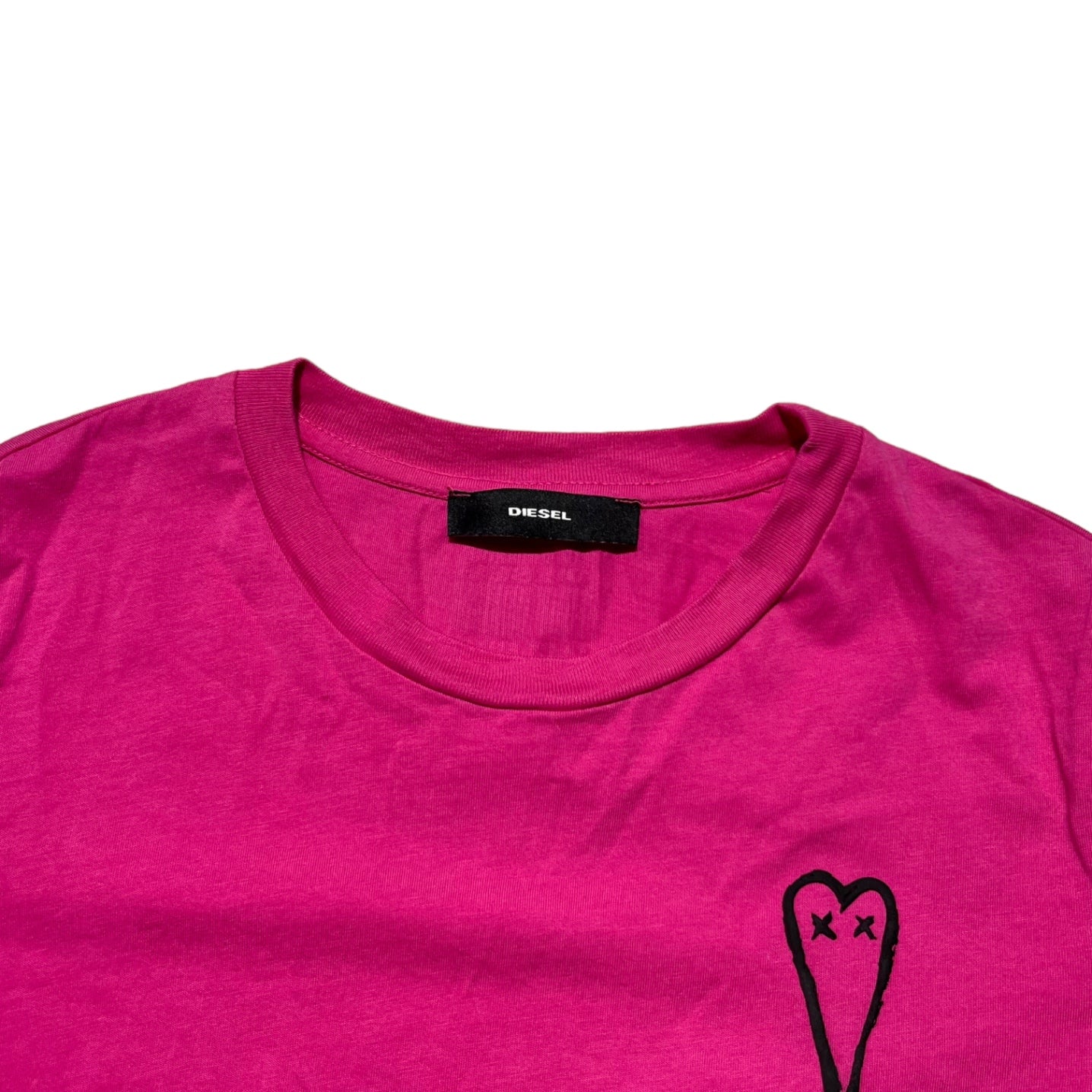 DIESEL(ディーゼル) Heart one point T-shirt ハート ワンポイント Tシャツ A00251 T-SILY-E50 XS ピンク