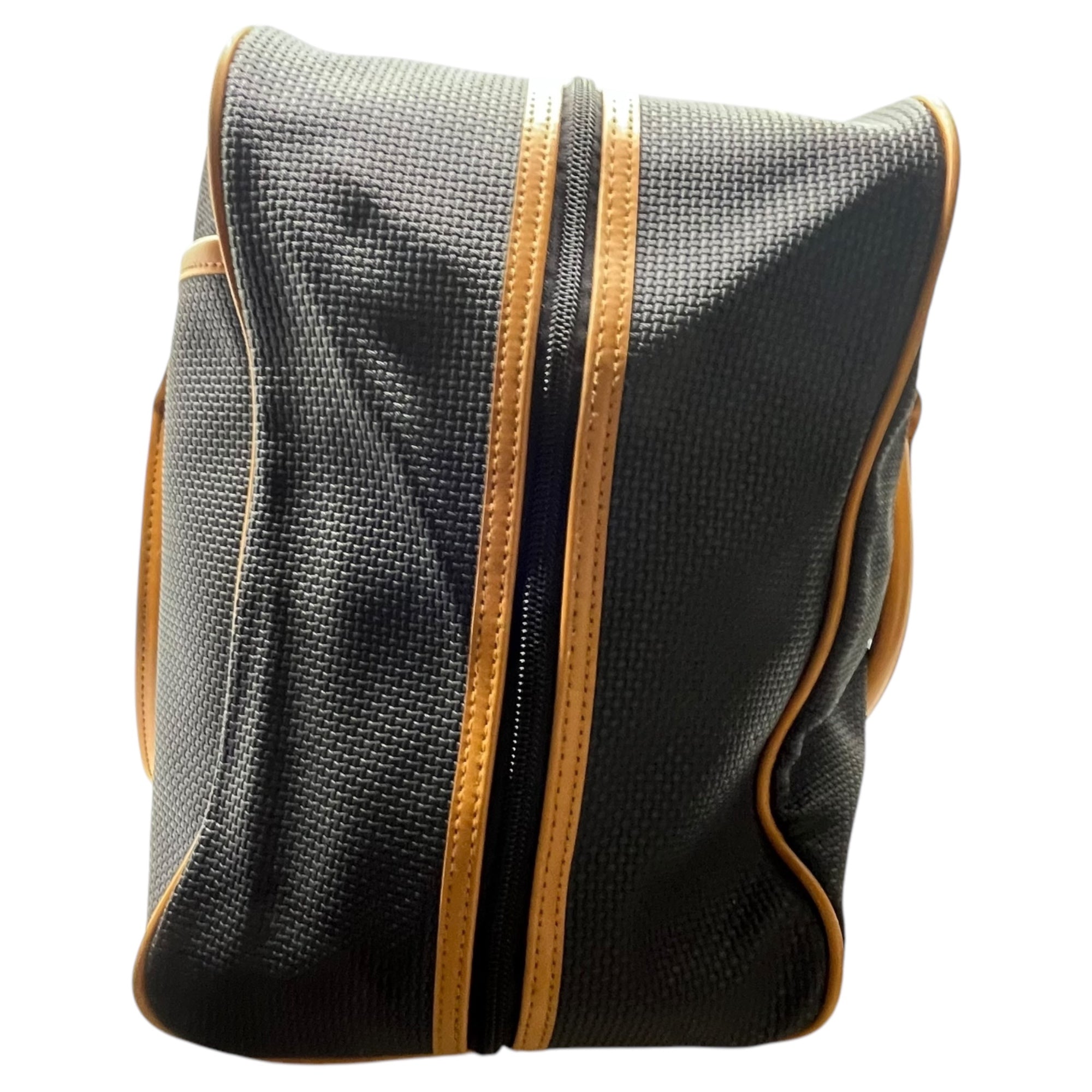 YVES SAINT LAURENT(イヴサンローラン) ロゴ レザー 切替 ボストンバッグ 旅行鞄 ブラック×ブラウン OLD ヴィンテージ