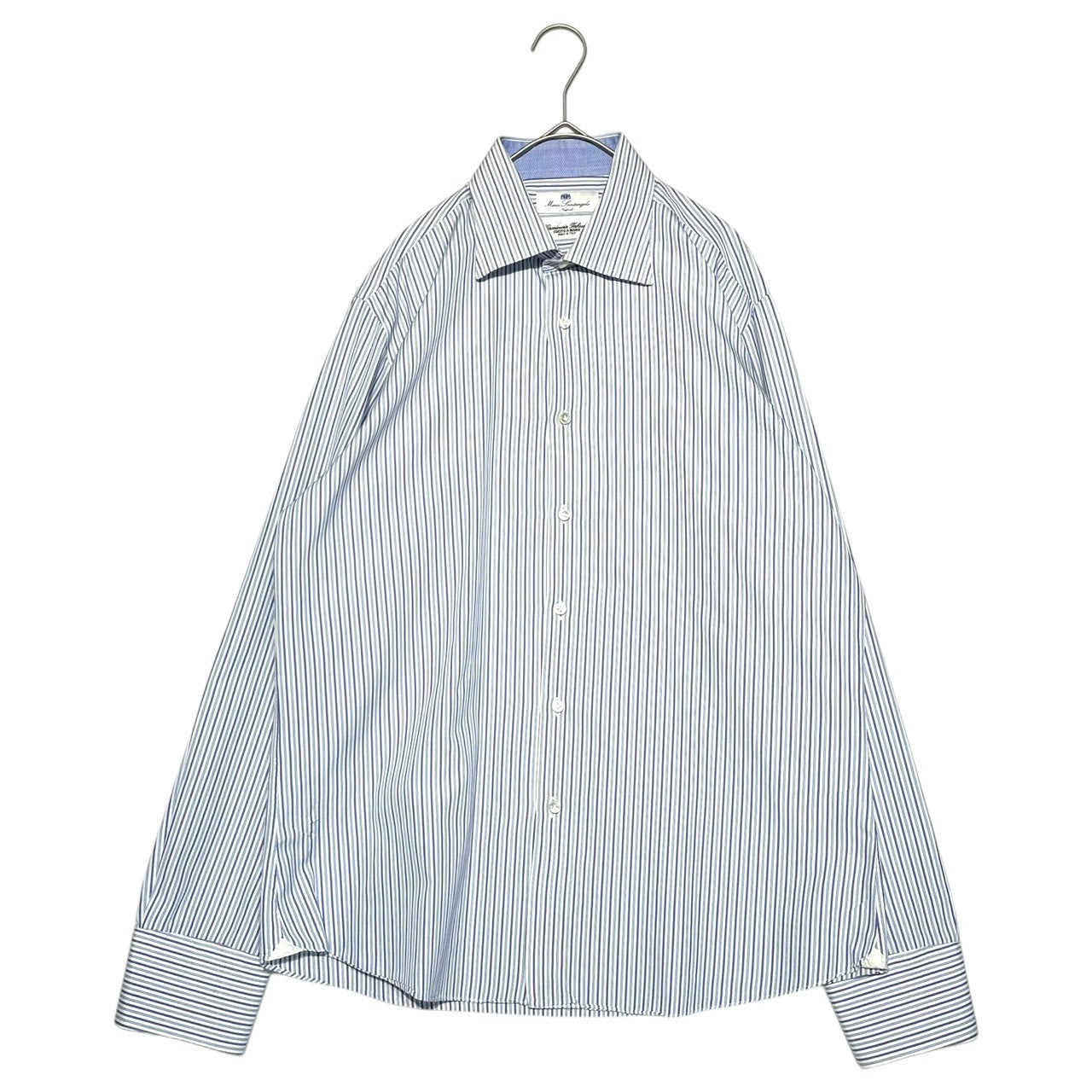 Maria Santangelo(マリアサンタンジェロ) ストライプ ドレス シャツ 16/41 ホワイト×ブルー