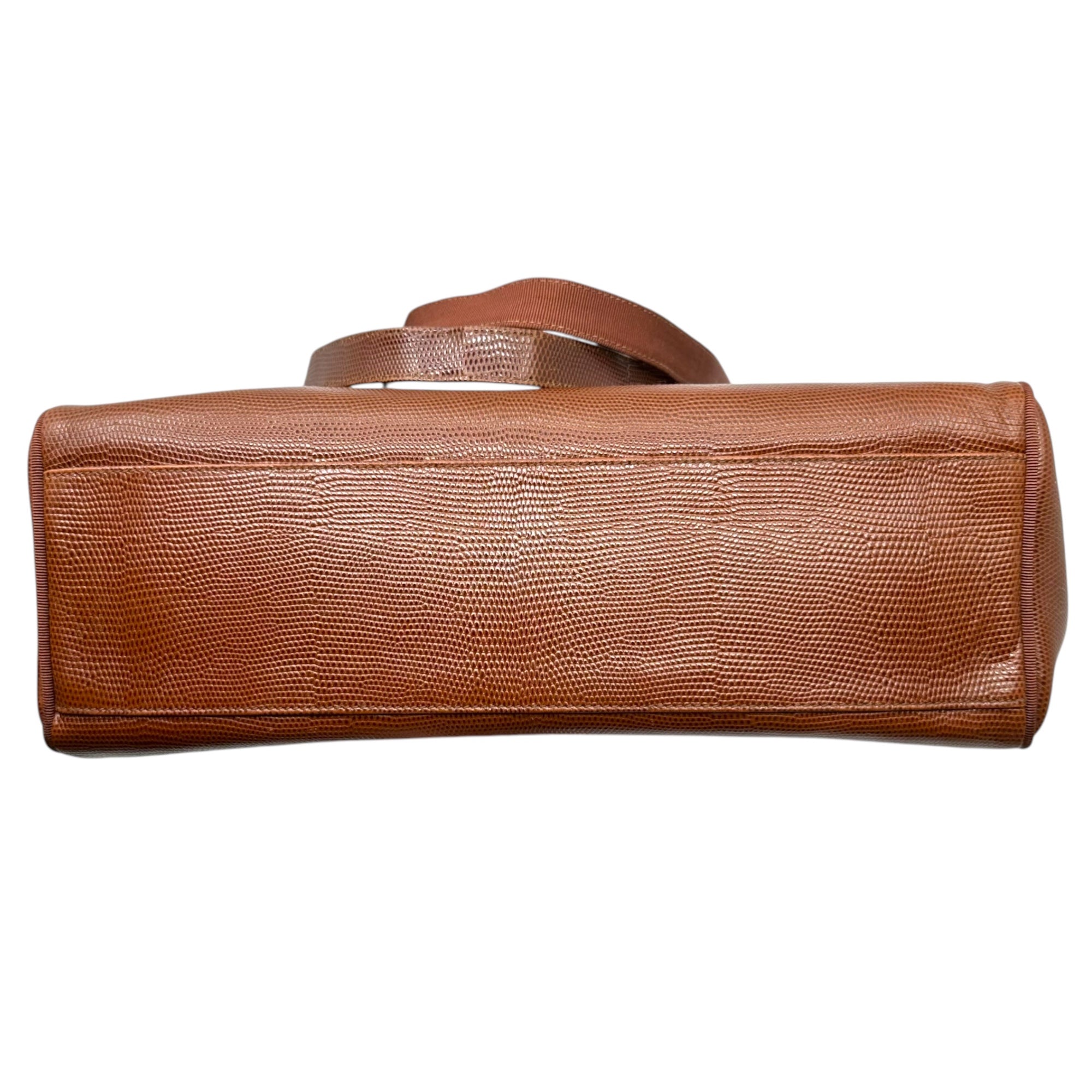 Salvatore Ferragamo(サルヴァトーレフェラガモ) Stamped leather Vala ribbon leather tote bag 型押し レザー ヴァラ リボン レザー トート バッグ HD-212530 ブラウン 肩掛け ハンド