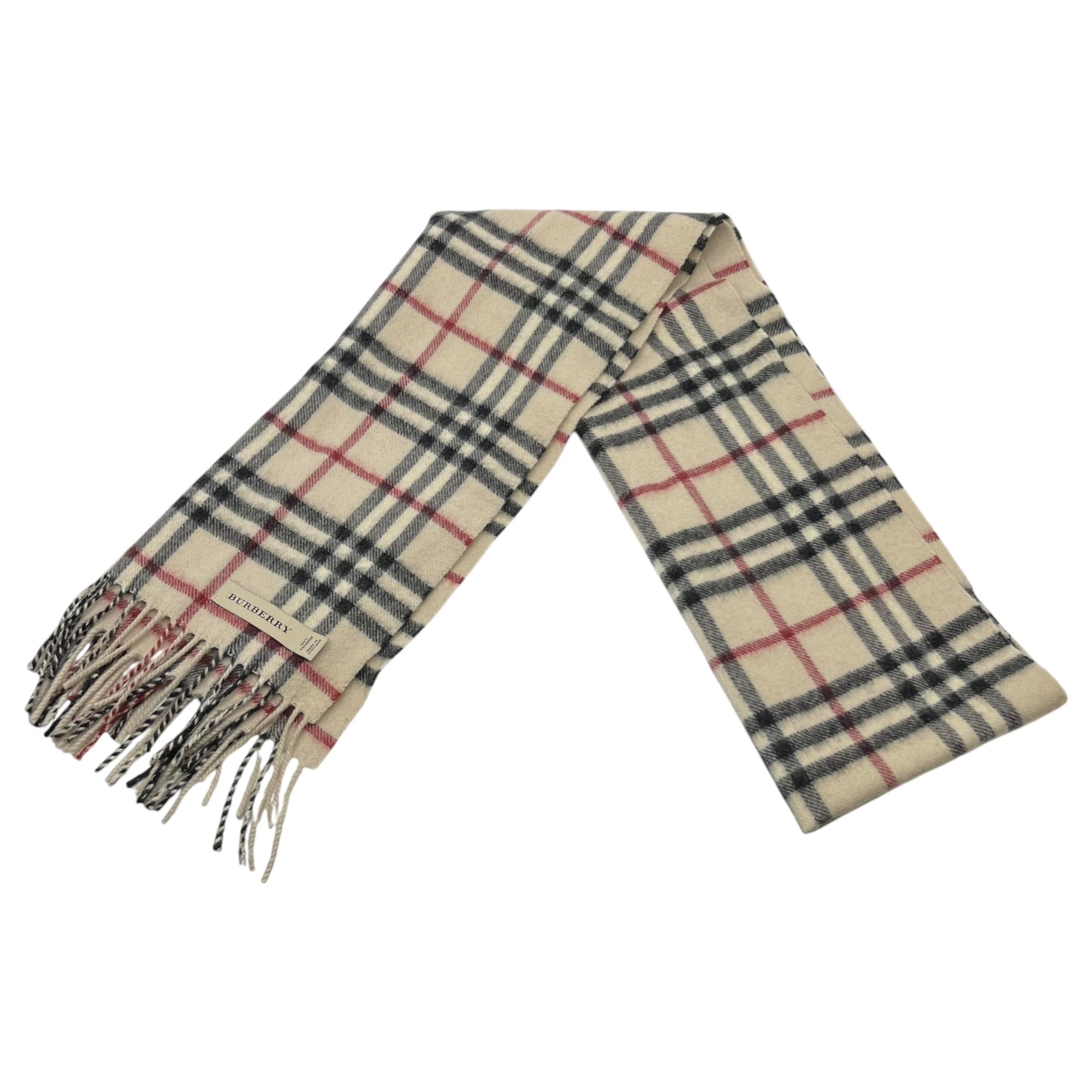 BURBERRY(バーバリー) Nova check cashmere muffler ノヴァ チェック カシミヤ マフラー カシミヤ100% アイボリー×ブラック×レッド