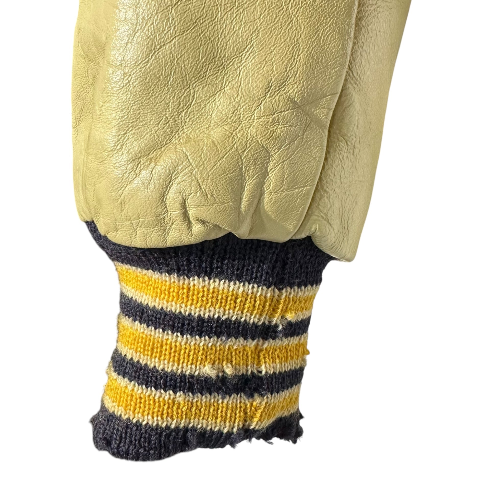 CATCH BALL(キャッチボール) 80's USA made Stadium Jacket スタジアム ジャケット 42(L程度) ネイビー×ベージュ 80年代 ヴィンテージ 古着 スタジャン ブルゾン レザー袖 ウール USA製