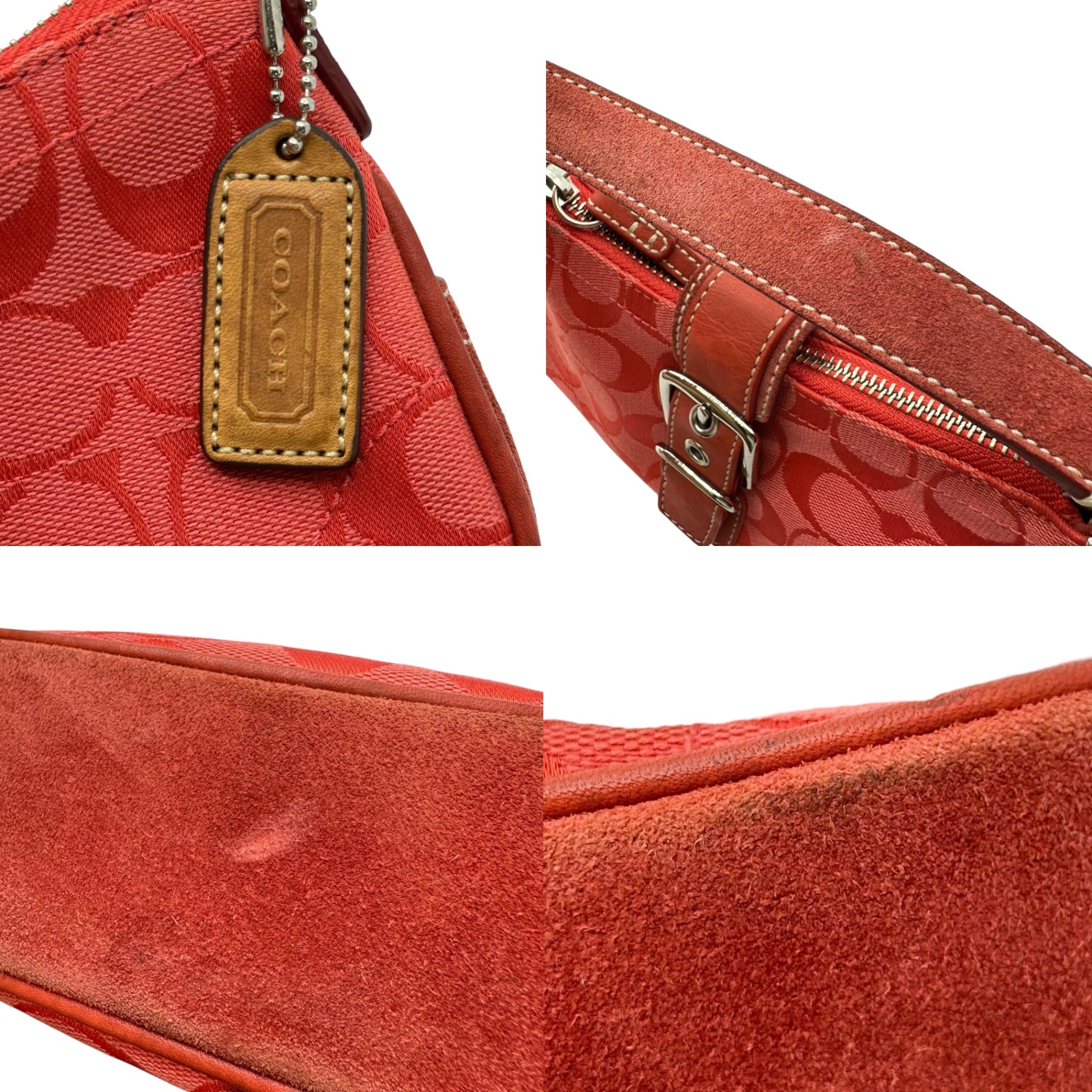 COACH(コーチ) Signature Mini One-Shoulder Bag シグネチャー キャンバス スウェード レザー ミニ ワンショルダー バッグ 6362 ピンク 肩掛け アクセサリー ポーチ