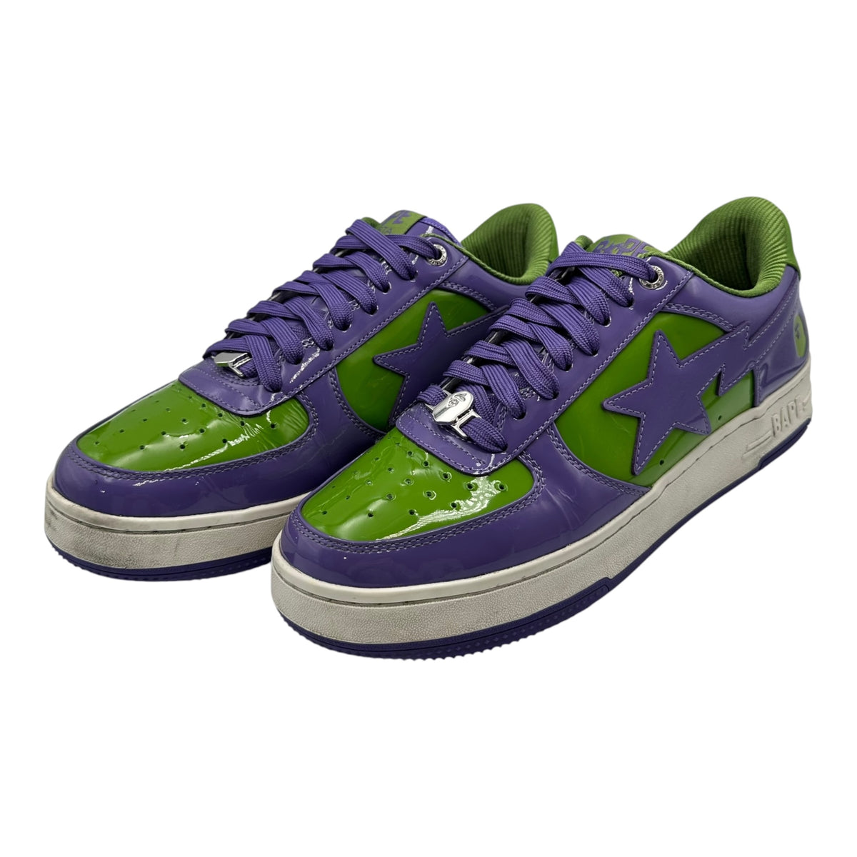 A BATHING APE(アベイシングエイプ) Patent Bape Sta Low-Cut Sneakers エナメル ベイプ スタ ローカット スニーカー 1L30191303 9.5 パープル×グリーン