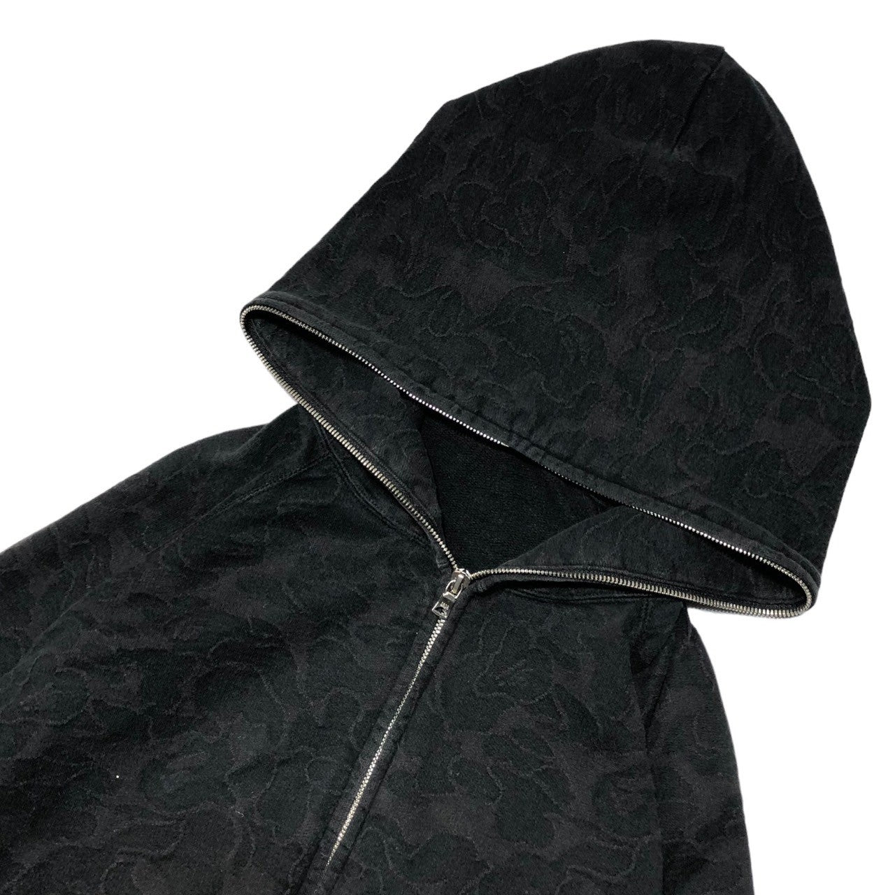 A BATHING APE(アベイシングエイプ) 00's Full zip camo jacquard hoodie フルジップ カモ ジャガード パーカー L ブラック Y2K